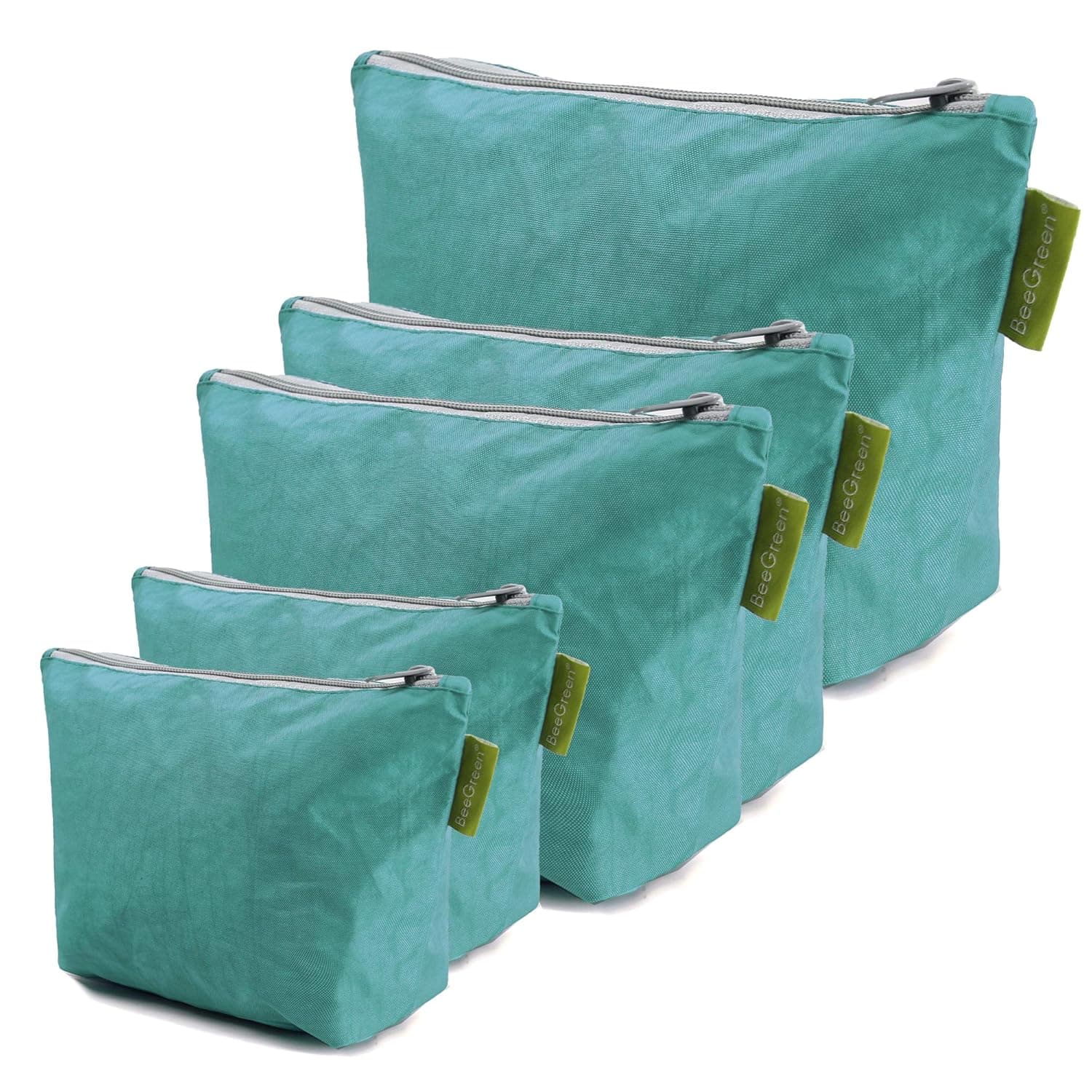 5 Pack Roomy Makeup Bags Solid Color Zippered Travel Accessories Pouch Spacious Various Size Cosmetic Bags Waterproof Durable Machine Washable for Women Teal