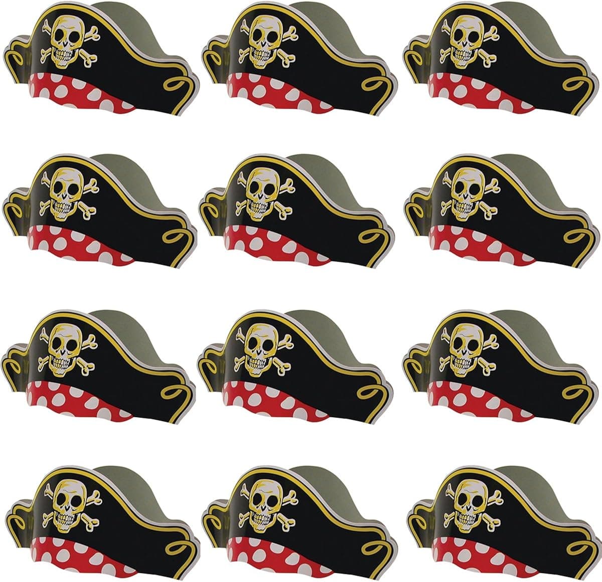 Funny Party Hats Pirate Party Hats - 12 Pack - Pirate Party Supplies - Pirate Birthday Hat (Polka Dots Paper Pirate Hats - 12 Pack)