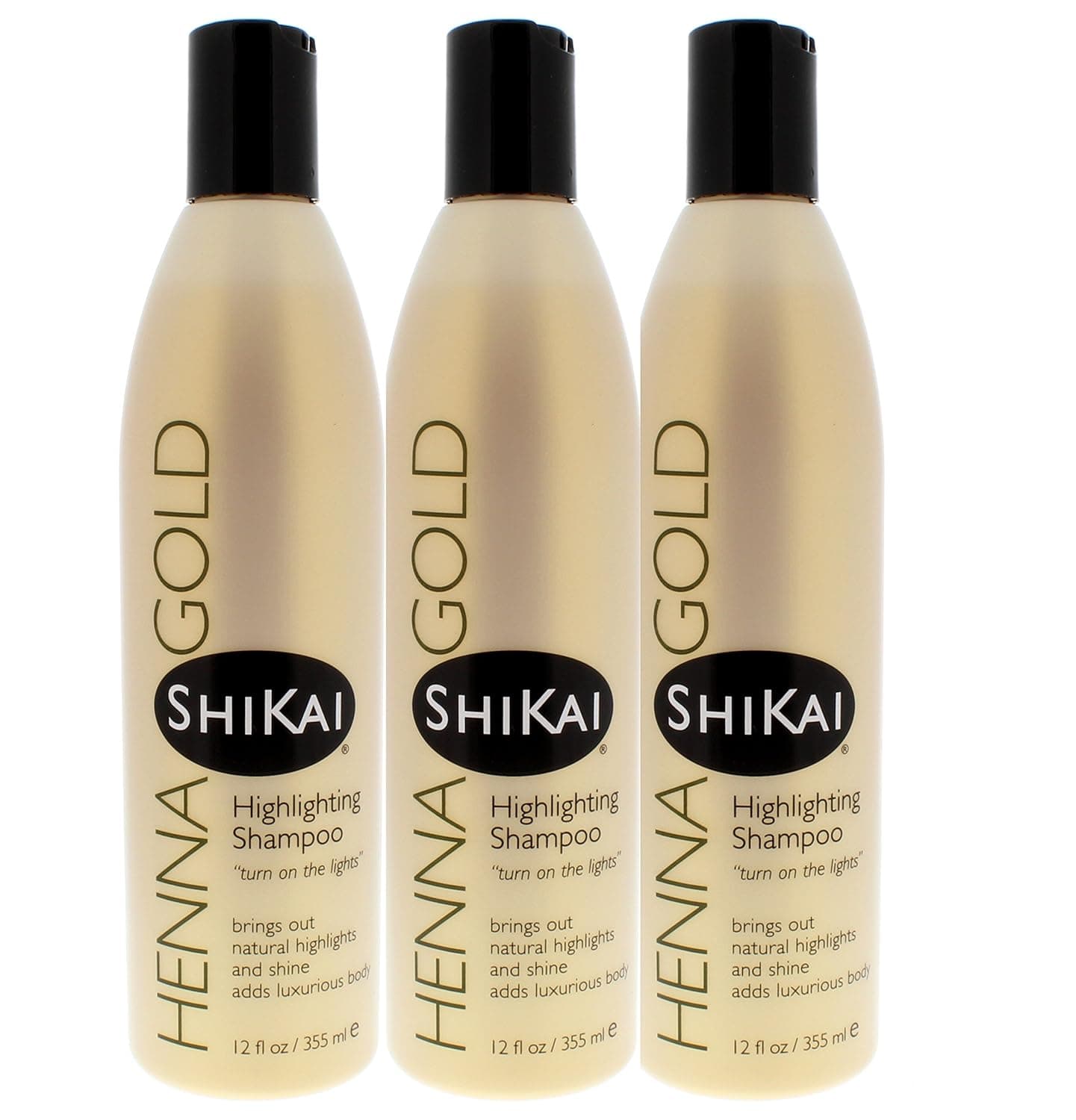 Shikai - Henna Gold Highlighting Shampoo, Brings Out Natural Highlights & Shine, Adds Luxurious Body, Plant-Based Formula with Non-Coloring Henna (Natural Fragrance, 12.6 Ounces, Pack of 3)