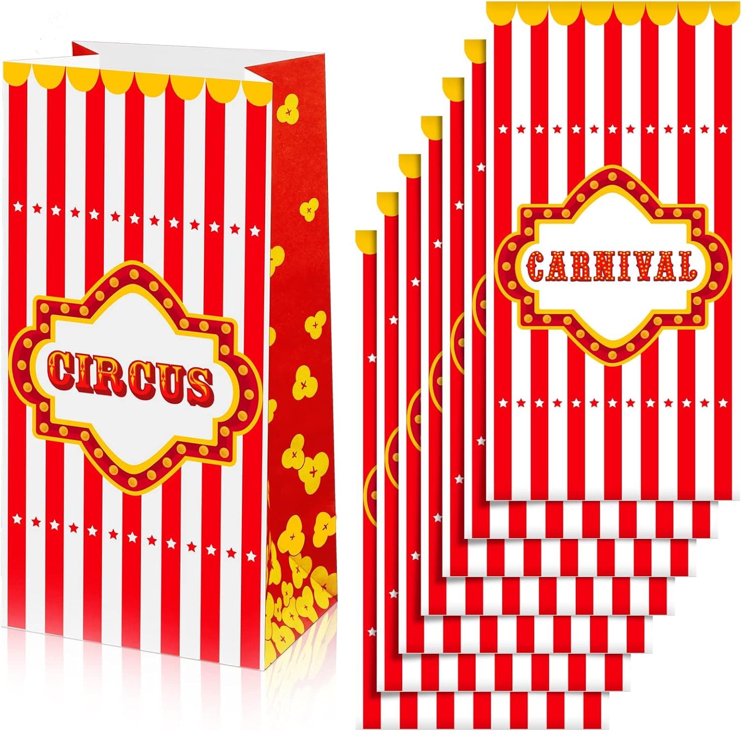 Epakh 24 Pieces Carnival Bags Paper Carnival Gift Bags Carnival Treat Bags Goody Bags Party Carnival Party for Treats Carnival Party Favors Decorations Supplies for Circus Party Favors Birthday Party