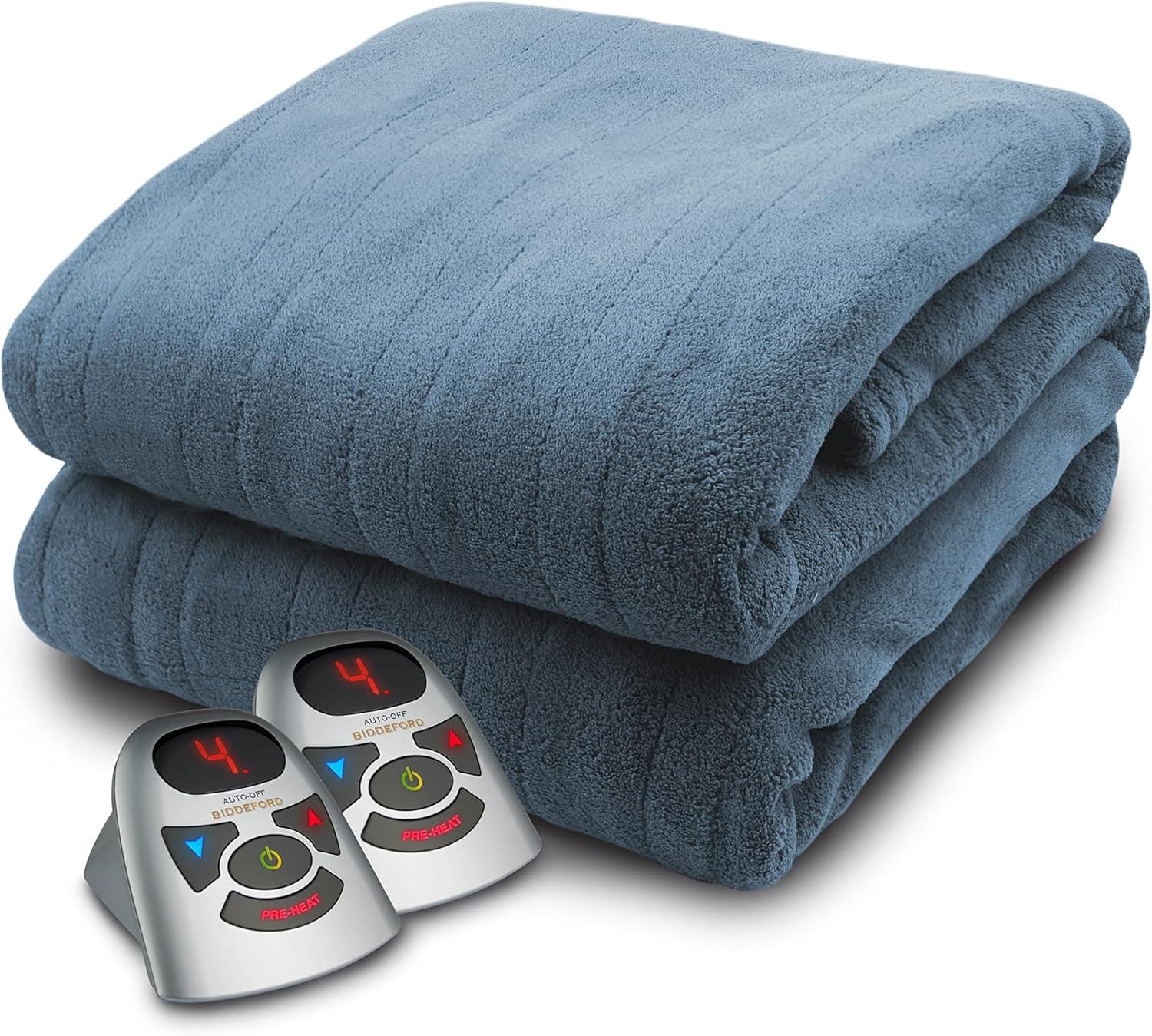 Biddeford Blankets Micro Plush Electric Heated Blanket with Digital Controller, King, 180G Arrowhead Blue