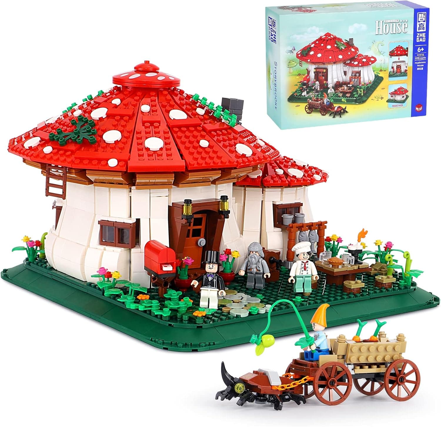 Dahuiby Mushroom House Building Blocks Kit,House Building Toy Set,Garden Tree House Bricks Model Set for Adults and Kids