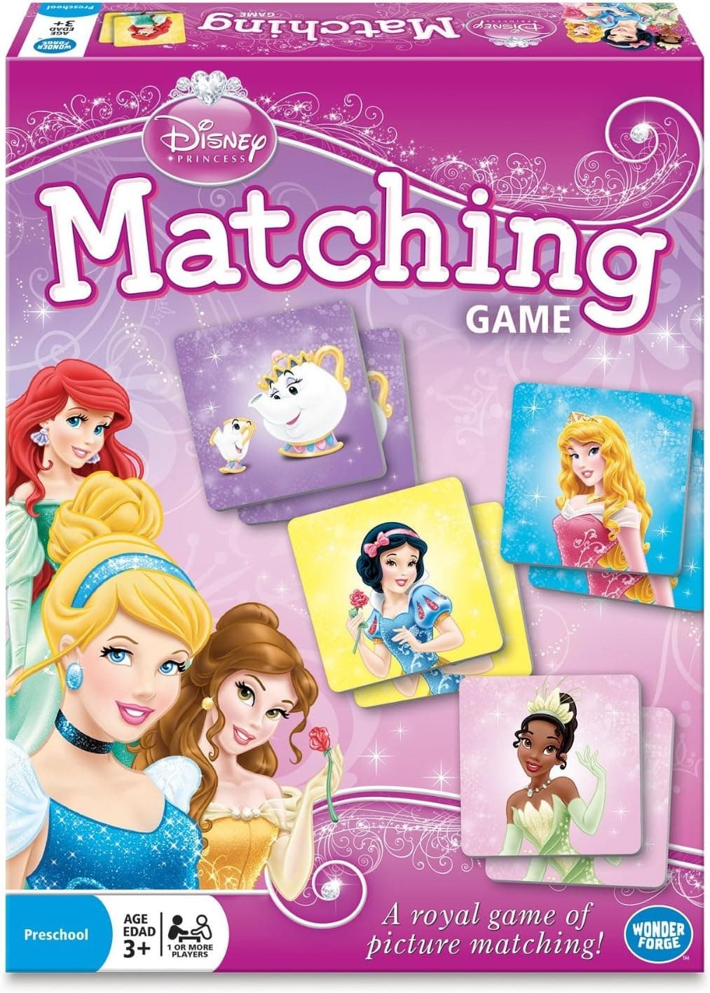 Disney Princess Matching Game by Wonder Forge | For Boys & Girls Age 3 to 5 | A Fun & Fast Disney Memory Game for Kids | Cinderella, Jasmine, Mulan, and more