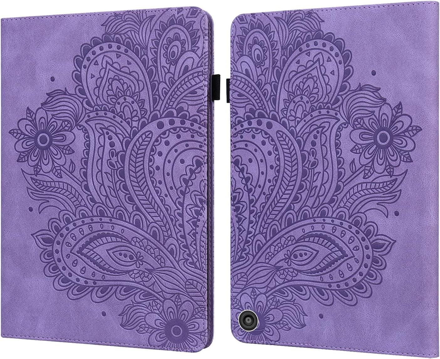 Kindle Fire HD 10 Tablet 2021 Cover, Fire HD 10 Plus Tablet Cover 2021, APOLL Premium PU Leather Folding Stand Shockproof Smart Book Cover Embossed Case for 10.1" Kindle Fire HD 10 11th Gen, Purple