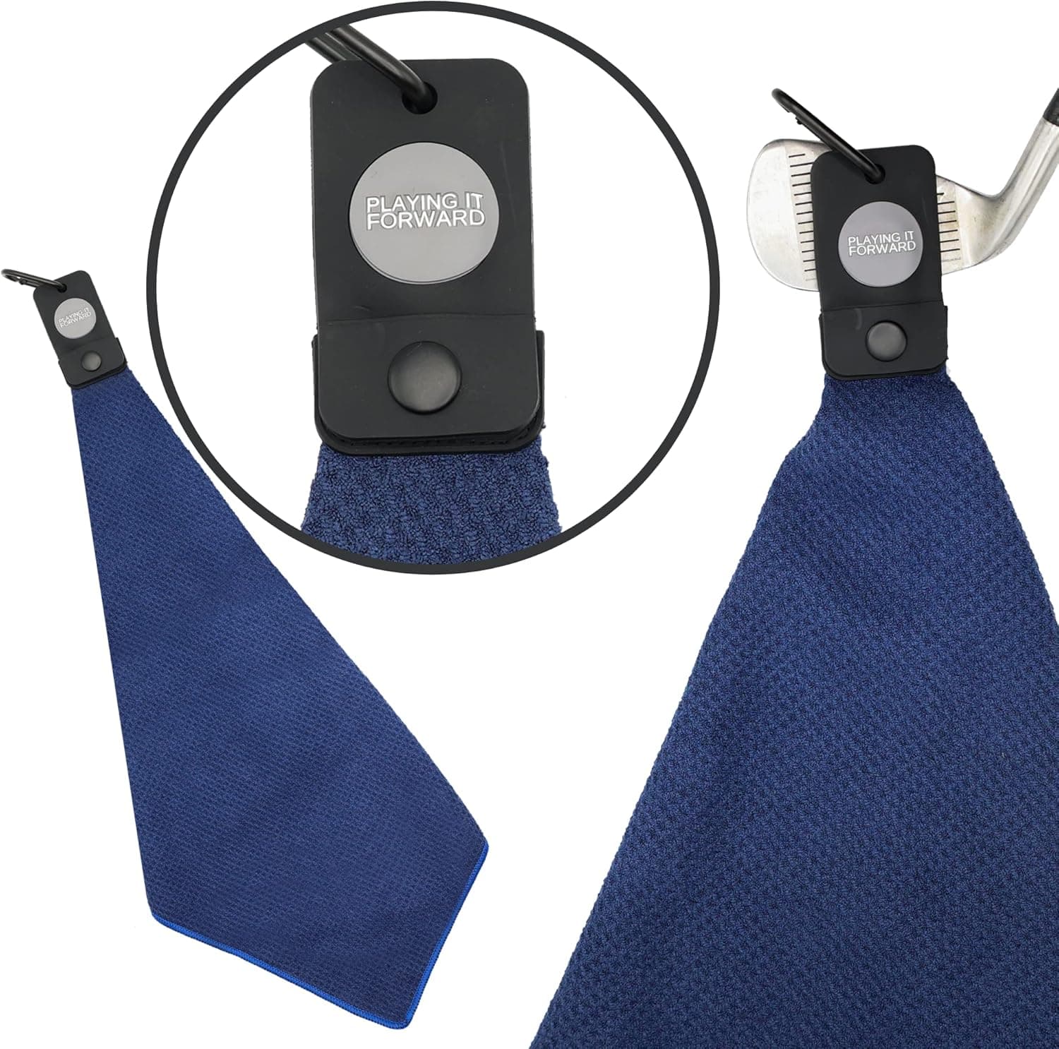 Playing It Forward Magnetic Golf Towel for Golf Bags with Clip for Men & Women, Waffle Weave Microfiber Golf Towel with Industrial Strength Magnet for Strong Hold to Golf Carts or Clubs