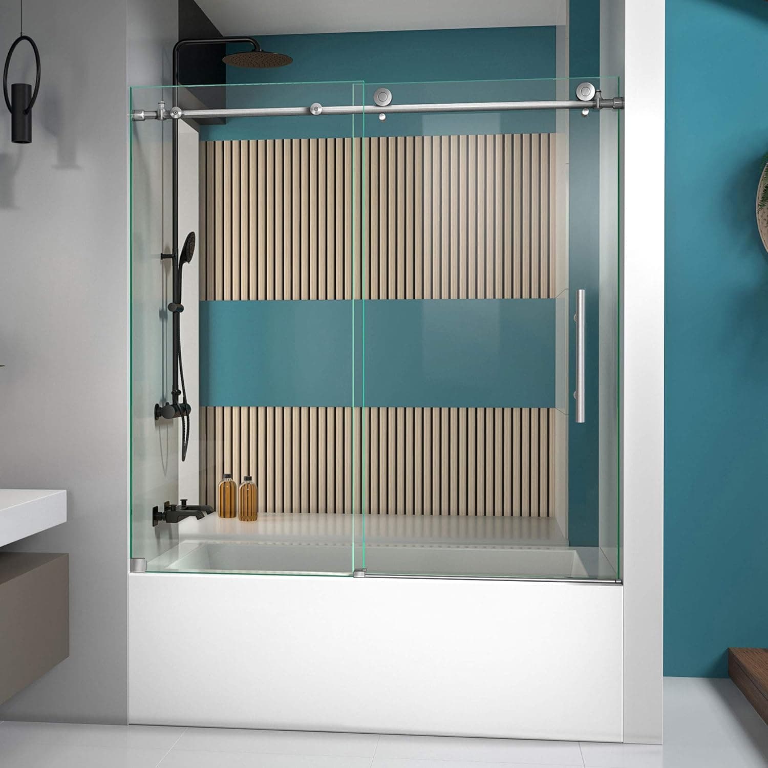 DreamLine SHDR-61606210-07 Tub Door, 55-59" W x 62" H, Brushed Stainless Steel