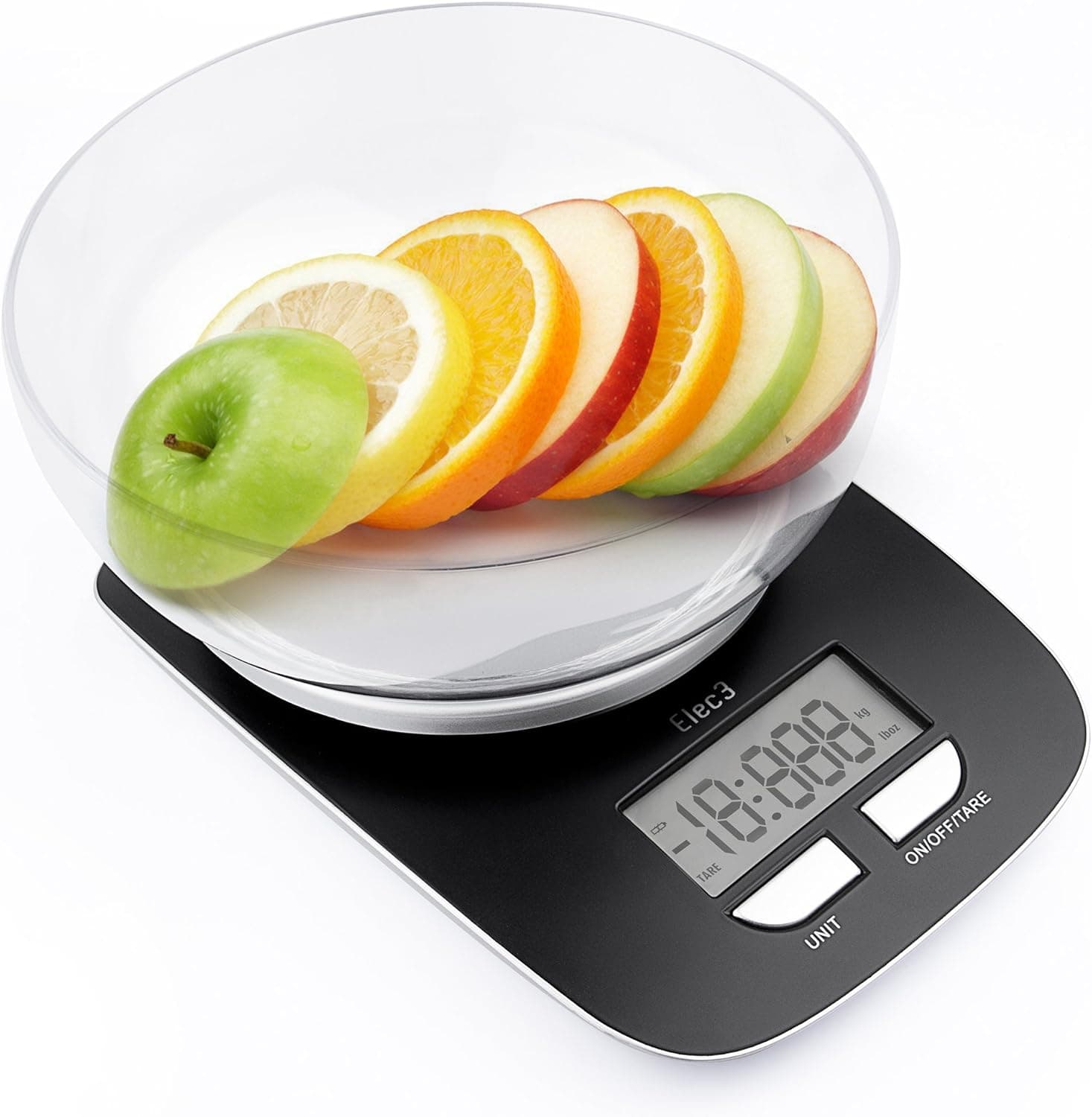 Elec3 Digital Kitchen Food Scale with Bowl 6.6lbs / 3kg, Larger LCD Display, Tare Function
