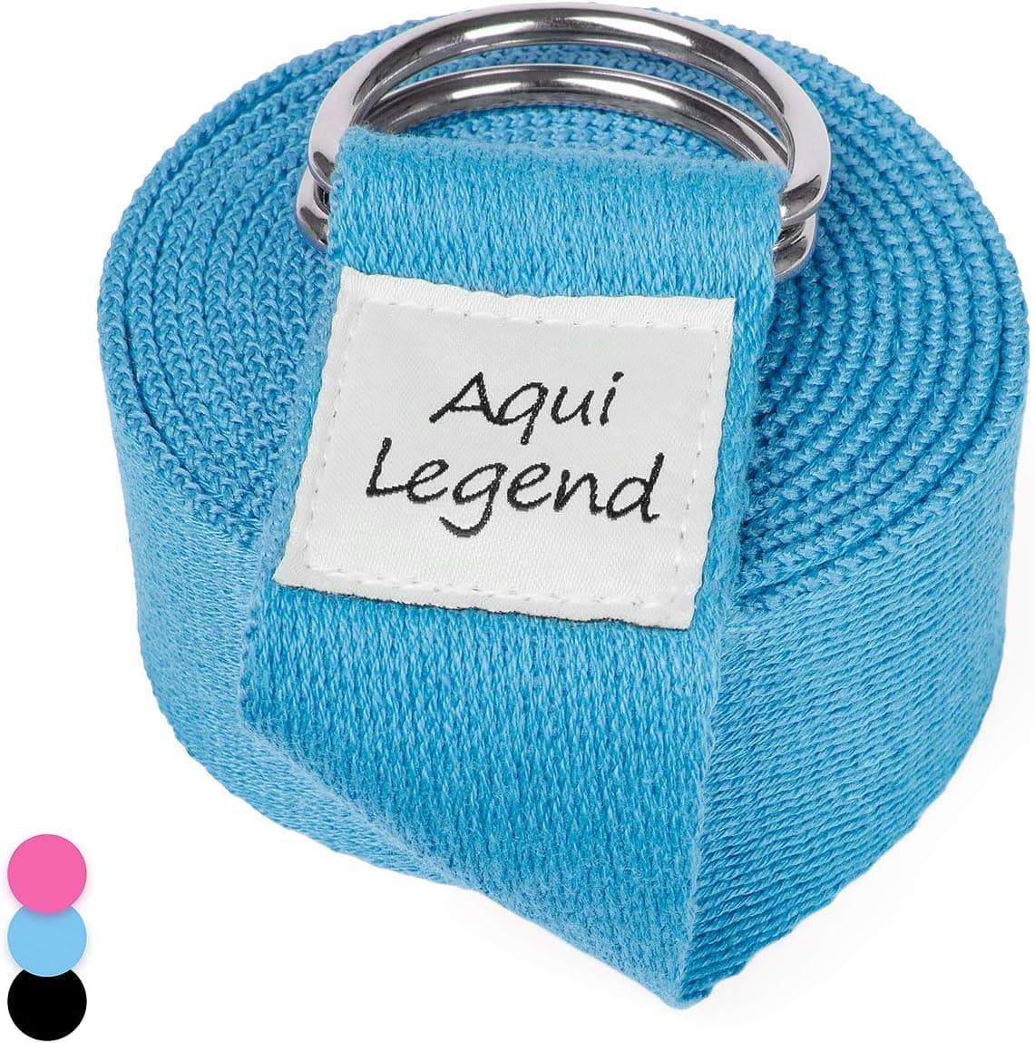 Aqui Legend Yoga Strap for Stretching (6/8/10ft,2.2mm) with Adjustable D Ring Buckle, Flexibility Exercise Straps Belt for Physical Therapy & Daily Stretching & Yoga & Pilates (Sky Blue, 8FT)