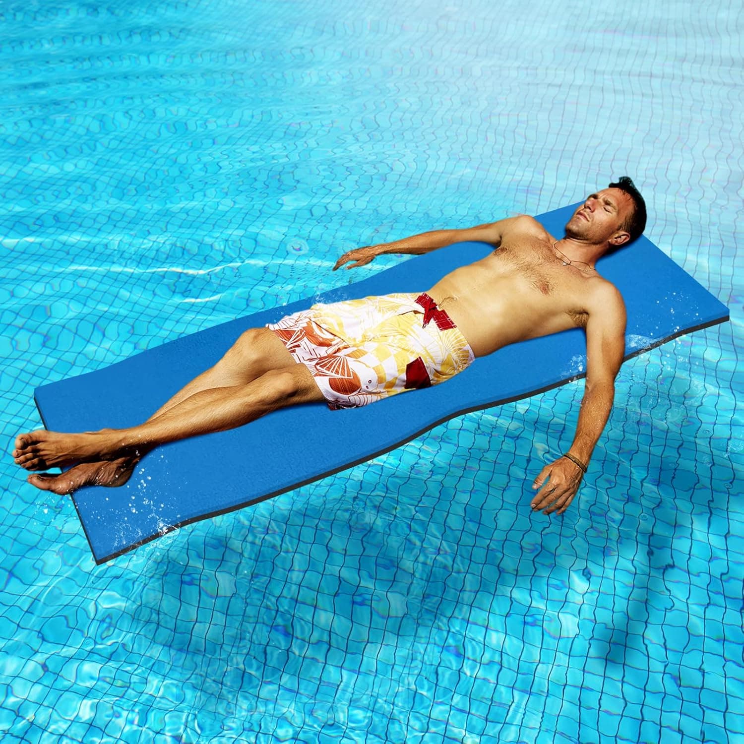 Foam Pool Floats - 5.9*2.2ft Floating Mat for Adults, 4 Layers Thickened Raft for Swimming Pool Water Recreation