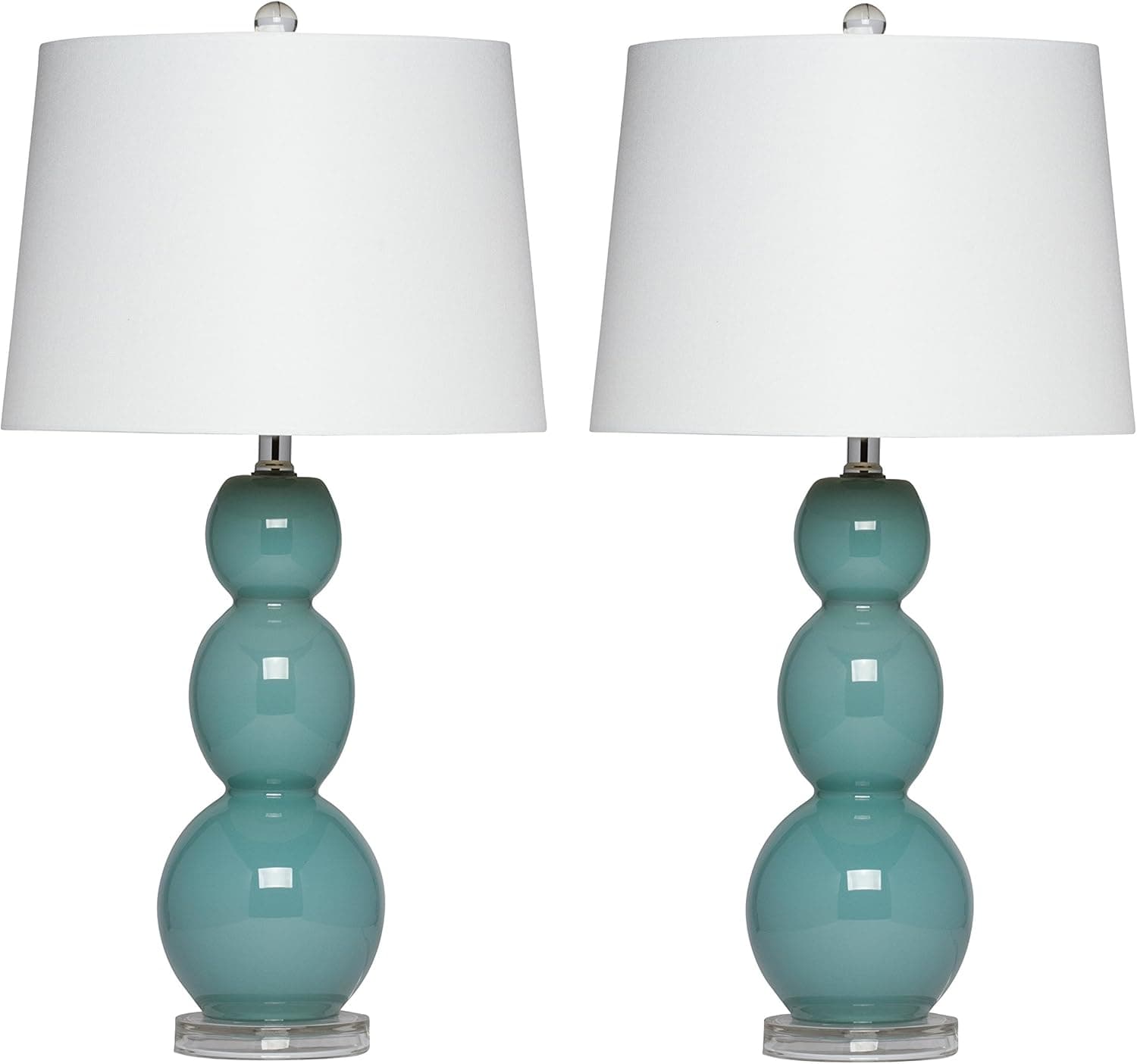 Virtue Home Bellacina Modern Teal Glass Table Lamp, Set of 2, 27" x 14" x 14", 601-26TE