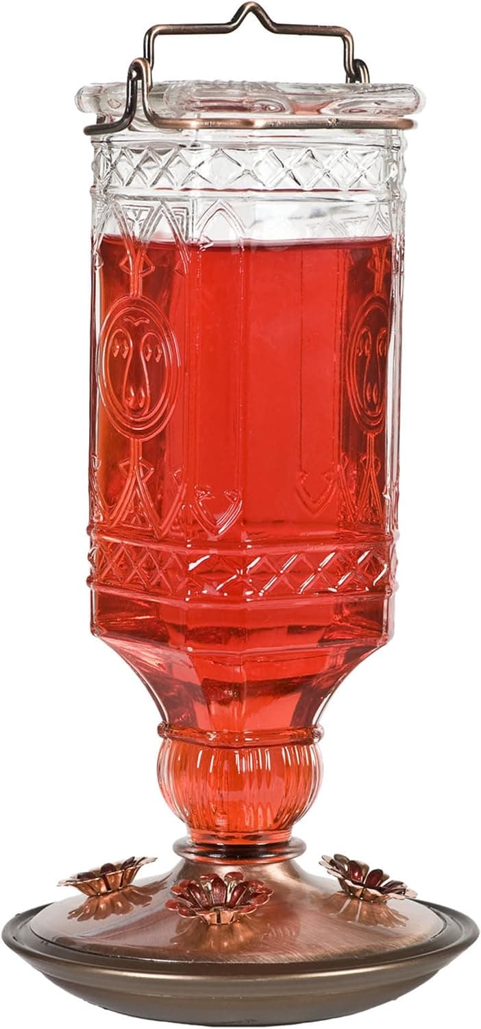 Perky-Pet 8118-2 Glass Antique Bottle Hummingbird Feeder, Clear