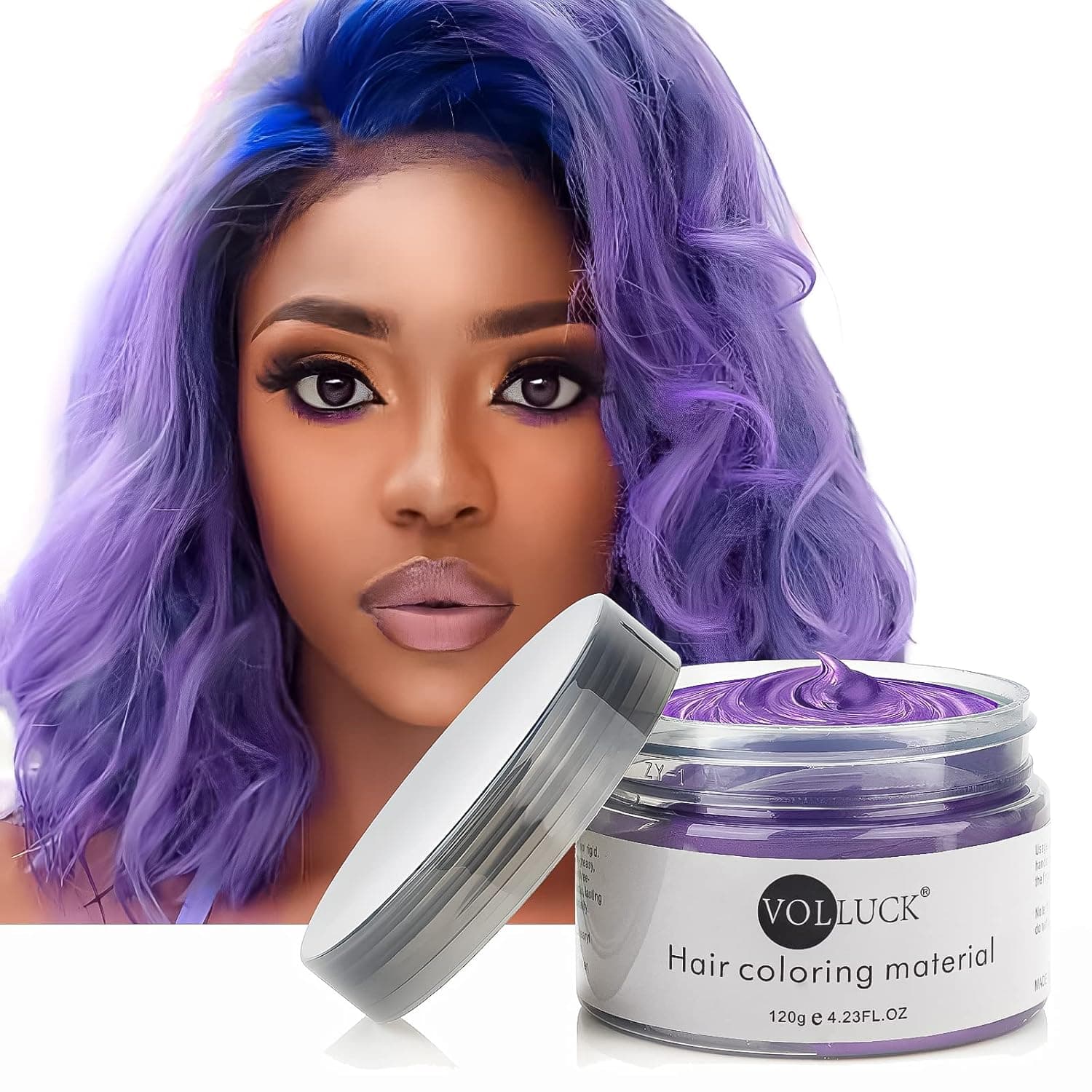 VOLLUCK Purple Hair Coloring Wax Temporary Hair Clay Pomades 4.23 oz,Natural Hair Dye Material Disposable Hair Styling Clay Ash for Cosplay,Halloween,Party