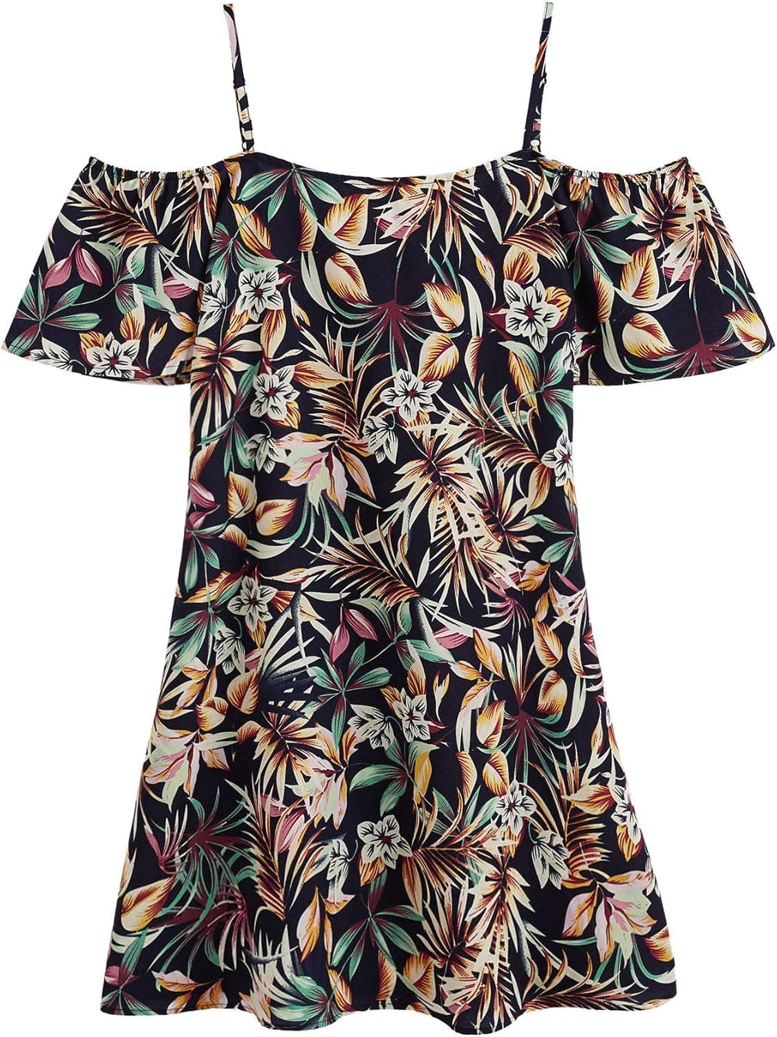 Milumia Women's Random Jungle Print Striped Cold Shoulder Dress Multicolor-4 XL