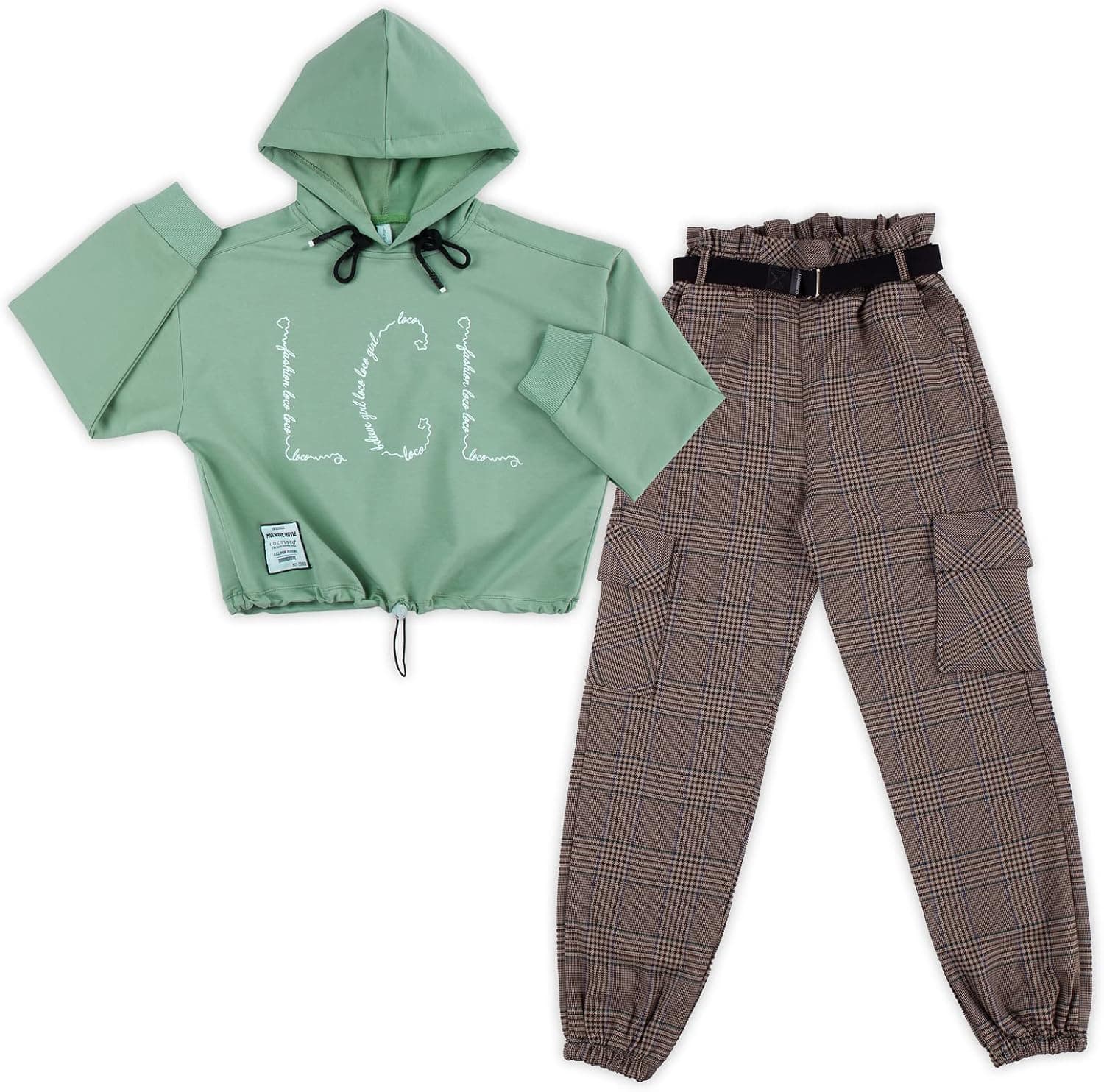 LOCO LOCO KIDS Girls Sweatshirts and Jogger Pant Sets Hoodies Tracksuit Long Sleeve Sportwear Sweatsuit Set 9-15 Years