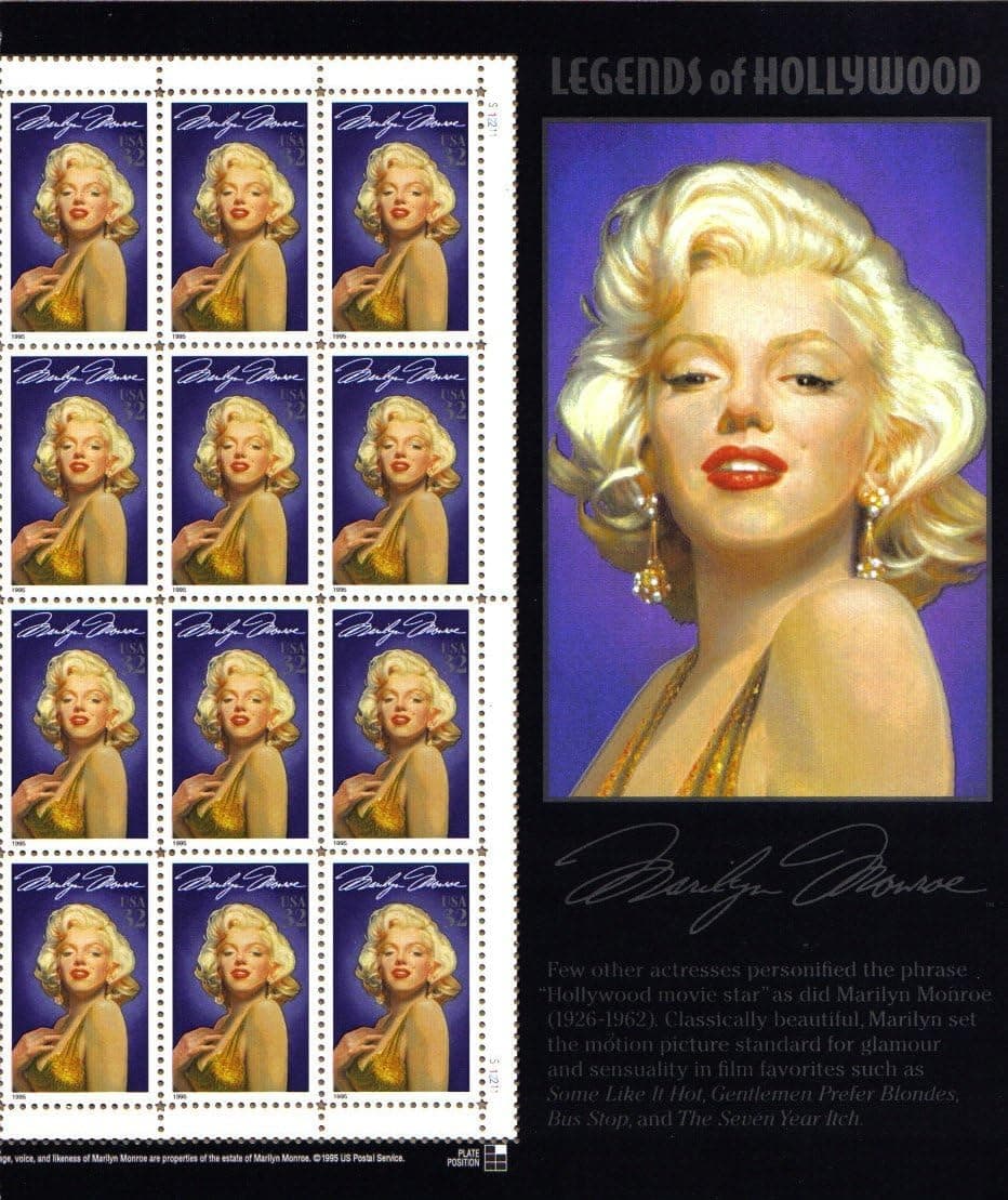 1995 MARILYN MONROE #2967 Plate Block of 12 x 32 cents US Postage Stamps