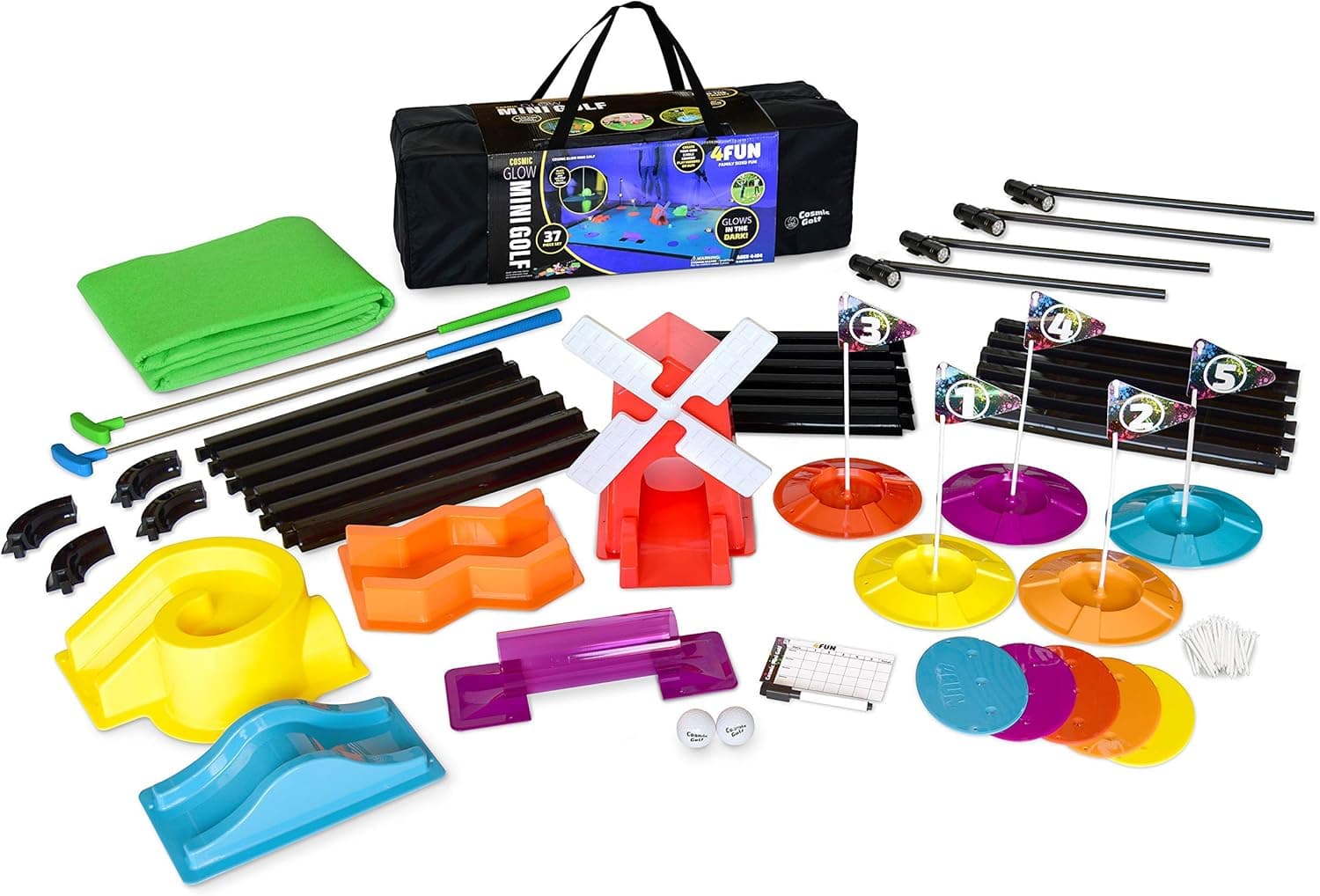 4 Fun Cosmic Mini Golf - 5 Hole Set (Deluxe Glow) (Fun.006)