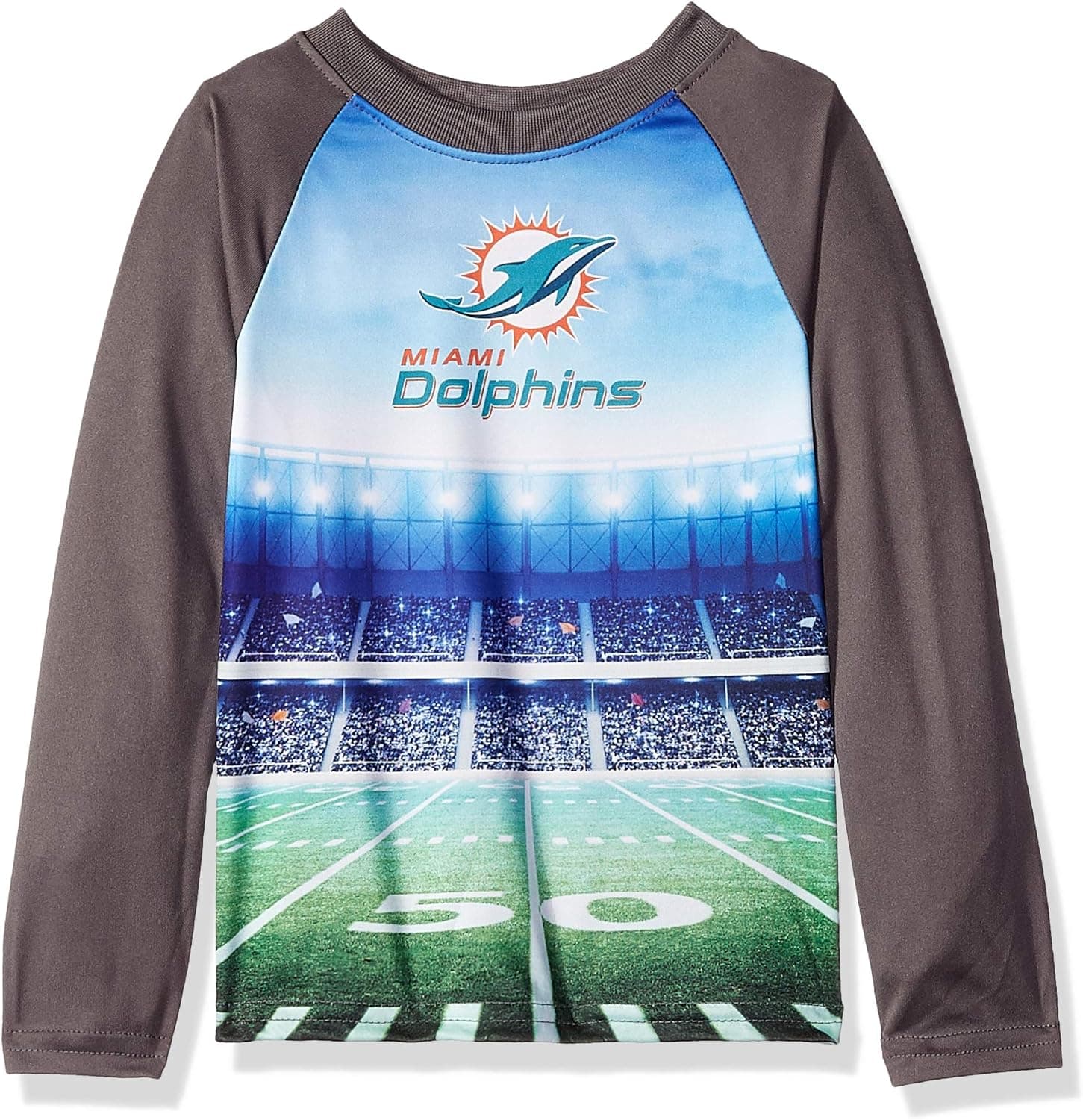 NFL Miami Dolphins Unisex Long-Sleeve Tee, Gray, 4T