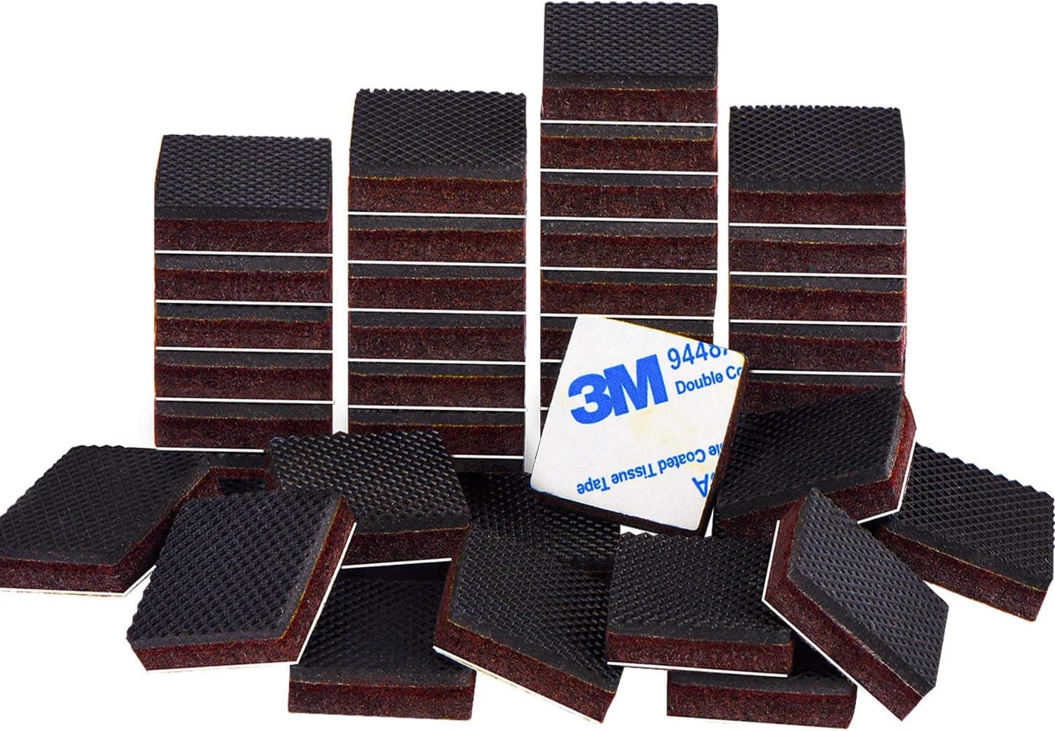 Non Slip Furniture Rubber Pads 40 Pieces 1" Anti Slip Furniture Pads Hardwood Stopper Self Adhesive Square Anti Skid Furniture Pads 1/3 inch Thick Furniture Gripper Protector for Hardwood Floor