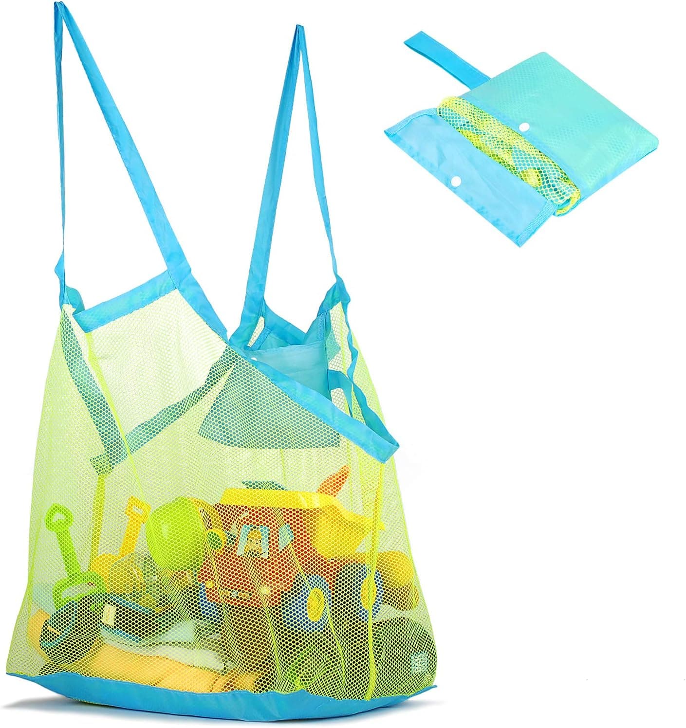 Mesh Beach Bag and Tote for Sand Toys Beach Net XL (Blue)
