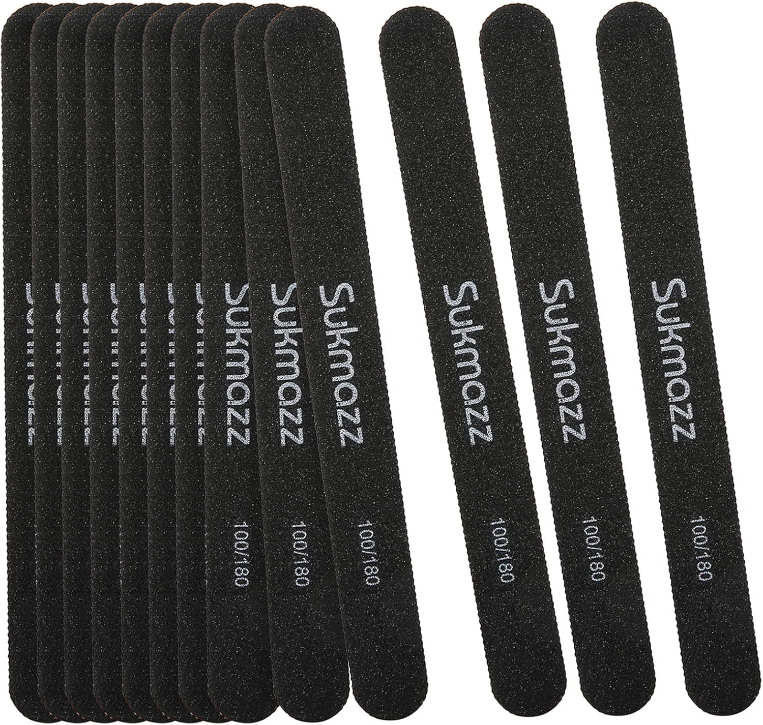 Sukmazz Nail Files Set,12PCS Professional Nail Files Double Sided Emery Board,Fingernal Buffing Files for Home,100/180 Grit