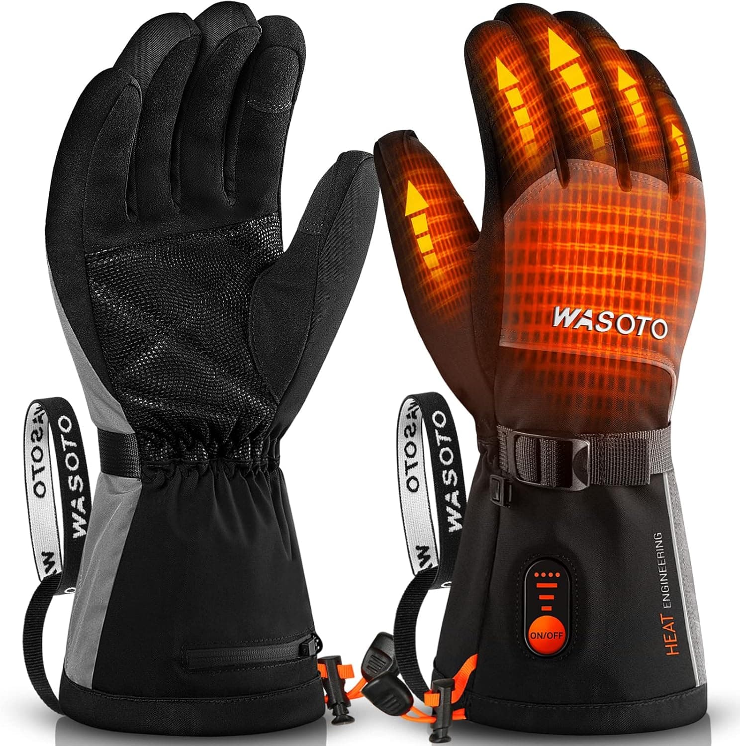 Heated Gloves for Men Women 7.4V Battery 22.2Wh Rechargeable Heated Ski Gloves Touchscreen Waterproof Electric Heated Gloves for Winter Outdoor Work Skiing Hiking Camping Raynaud