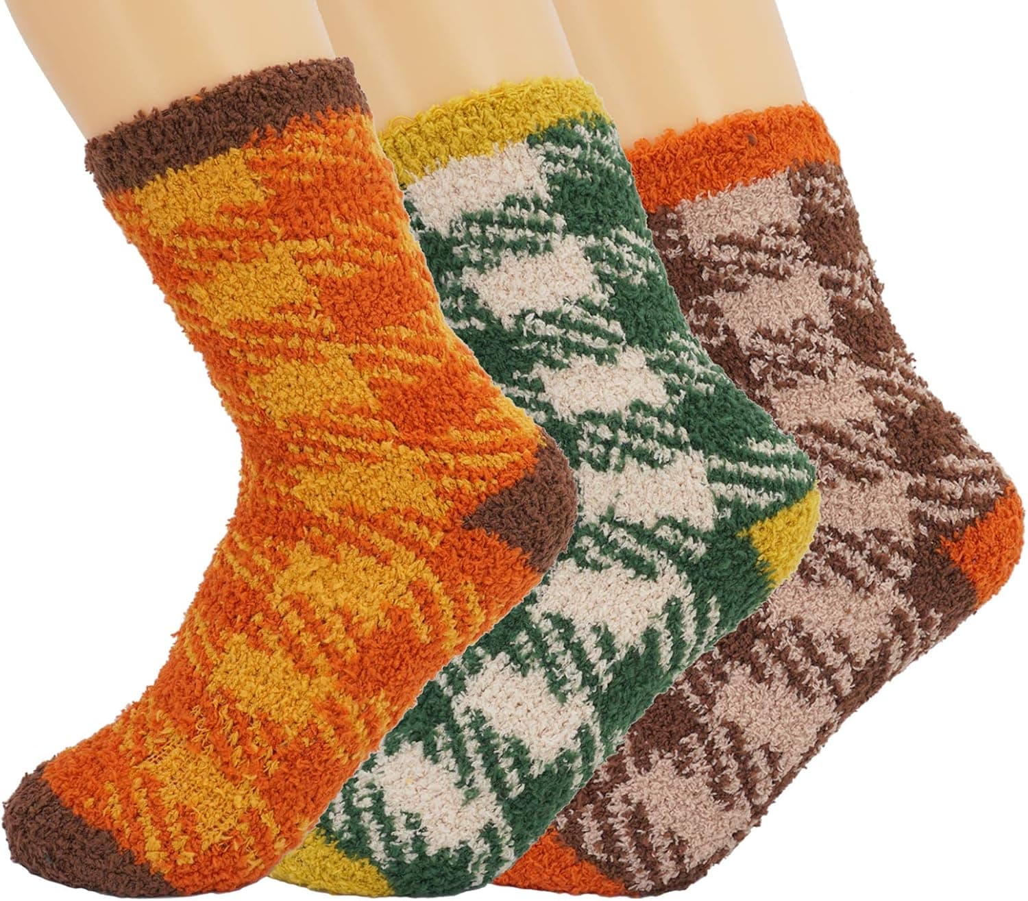 ELFJOY 3 Pairs Super Soft Fuzzy Slipper Socks Coral Fleece Warm Microfiber Home Sleeping Socks for Women