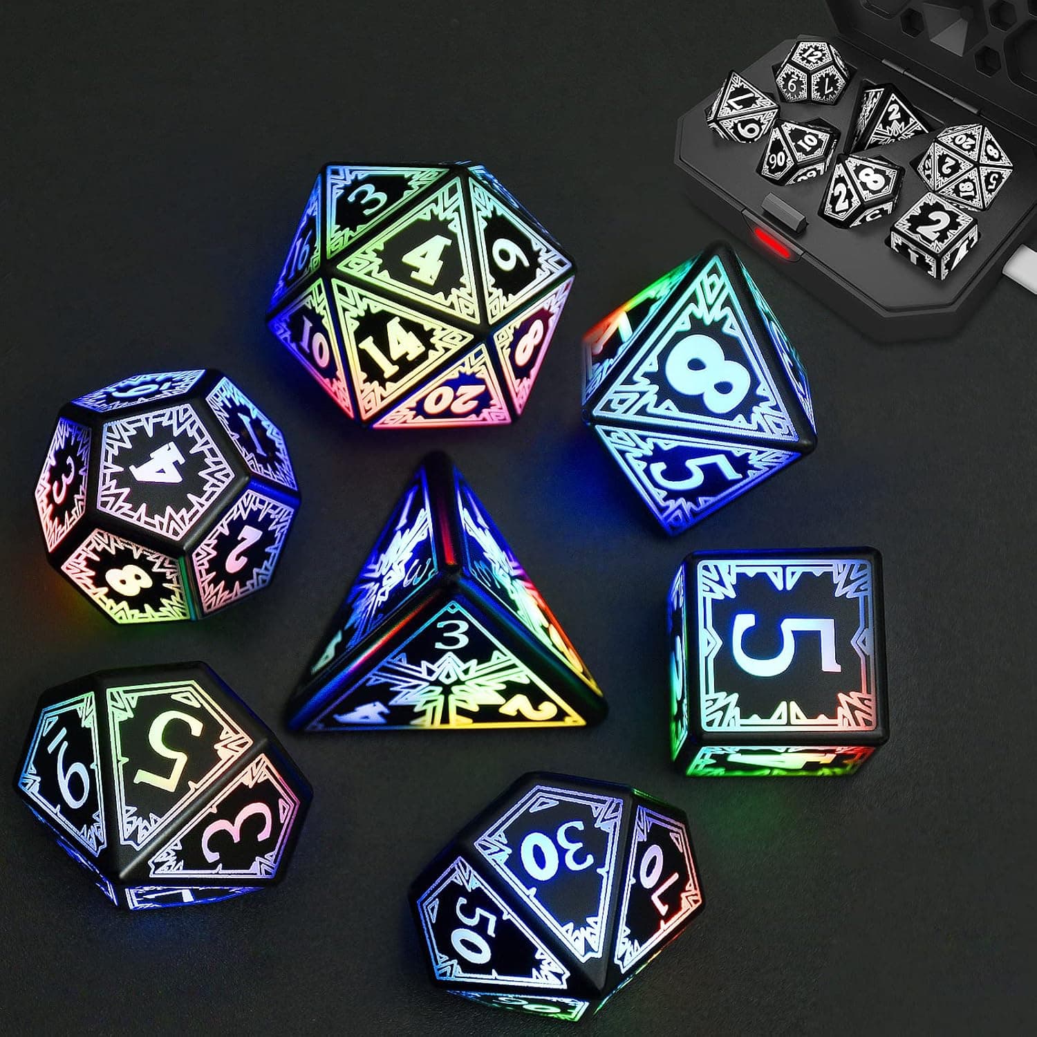 HTPOW Light up LED Dice Set Shake to Glowing DND Dice for Dungeons and Dragons Role Playing Dice Tabletop Games