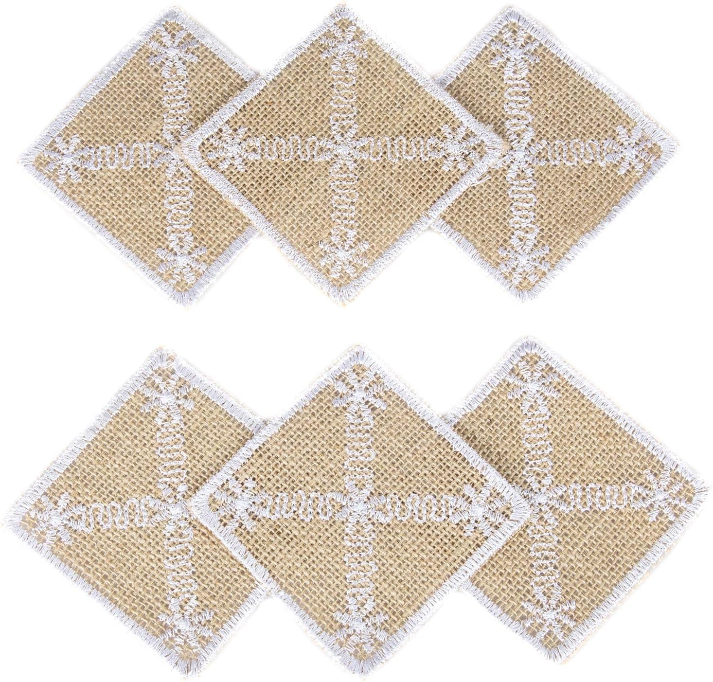 Burlap Coasters by Feminen Textile (White, 6)