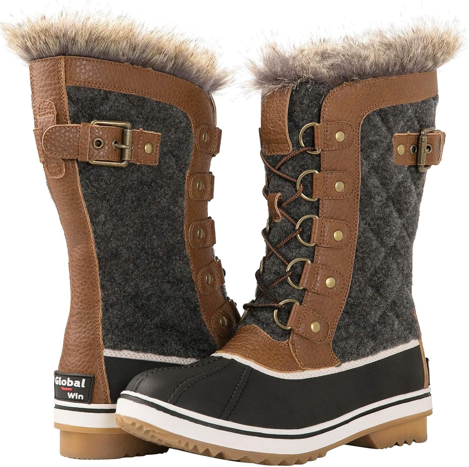 GLOBALWIN Women's Asymmetrical Mid-Calf Fashion Snow Boots