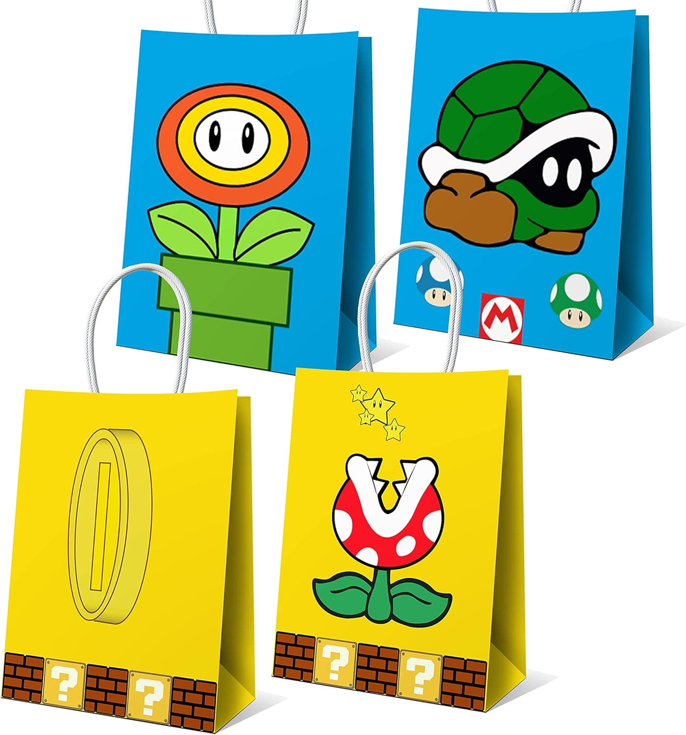 16 PCS Birthday Favor Gift Bags for Super CUTE Mario Birthday Party Supplies for Kids, Party Bags for Super Bros Mario Themed Party Supplies Favors Birthday Party Decorations