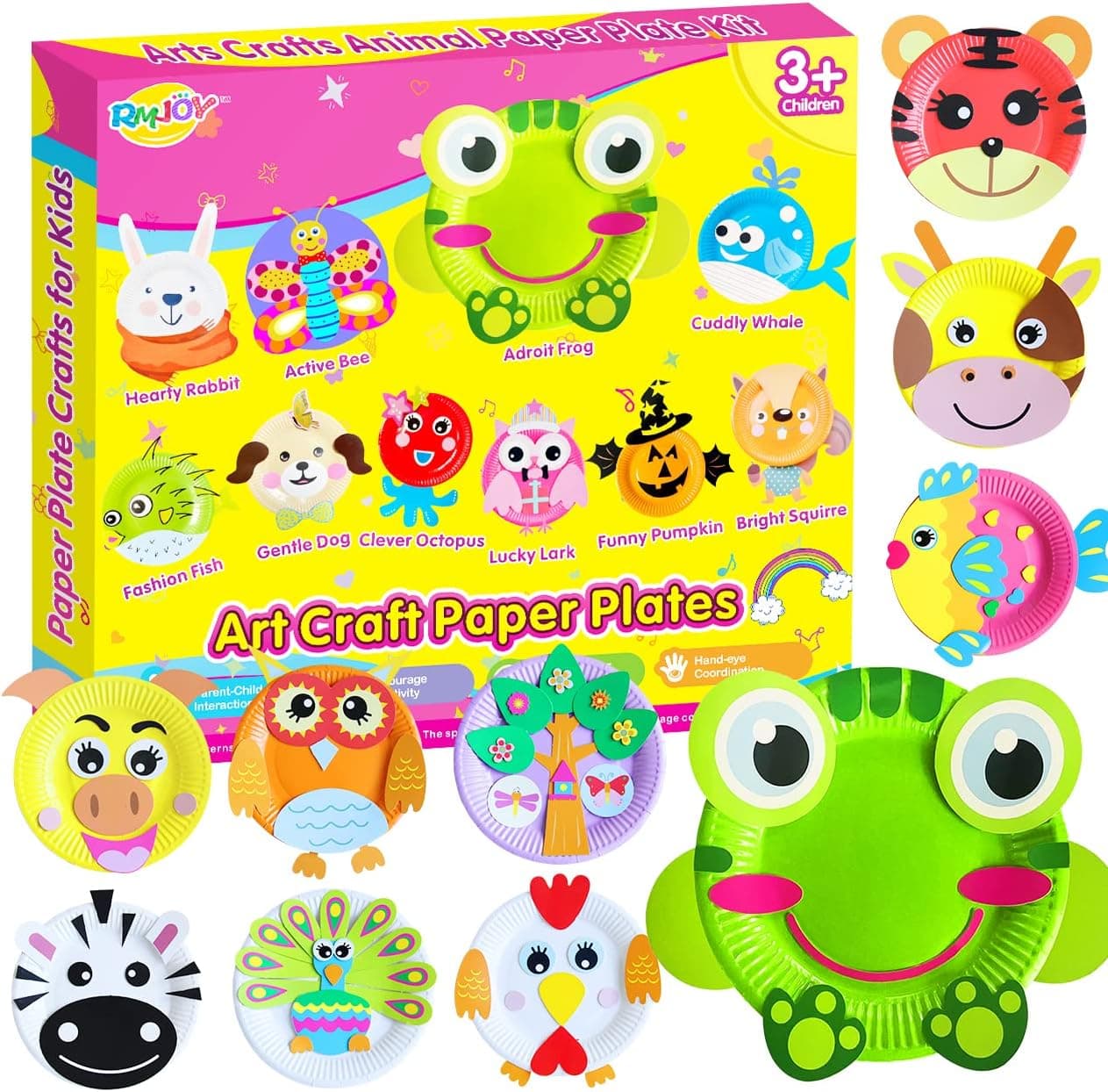 RMJOY Art Paper-Craft Game for Kids: Paper Plate Set for Toddler Ages 4-8 DIY Activities Learning Toys Party Supplies Gift Kits for Birthday| Christmas| Preschool| Halloween| Kindergarten|Fun Project