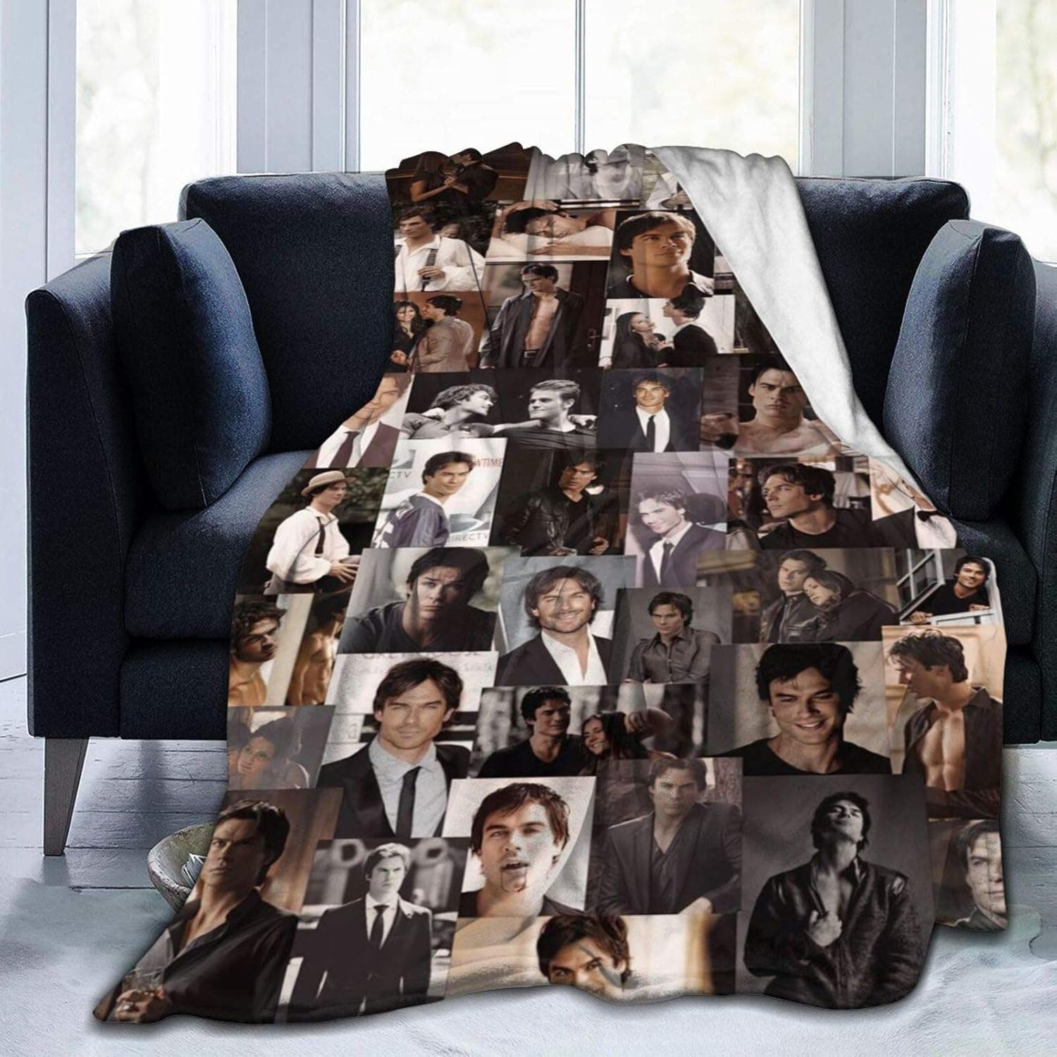 Ian-Somerhalder Fleece Blanket Ultra-Soft Micro for Couch Or Bed Warm Throw Blanket Medium for Teens 60X50 Inch