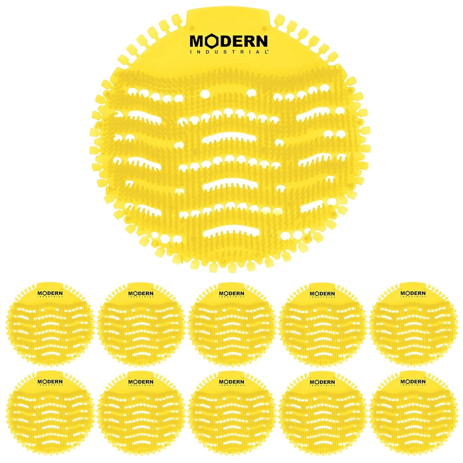 Urinal Screen & Deodorizer (10-Pack) by Modern Industrial - Fits Most Top Urinal Brands at Restaurants, Offices, Schools, etc. (Yellow Lemon)