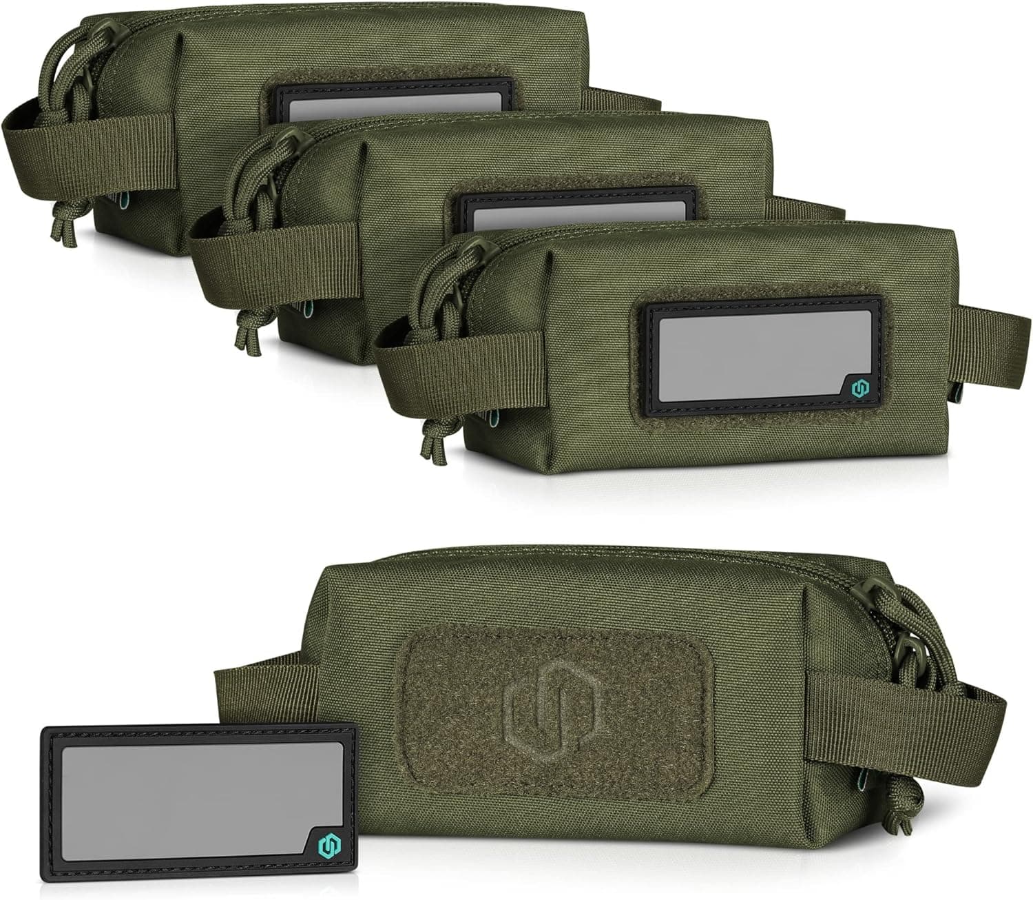 Savior Equipment Loose Sacs 4-Pack Tactical Ammo Pouch Firearm Ammunition Carrier Bag, ID Patches Included, Rifle Carbine Pistol Revolver Ammos Transportation Soft Case Hunting Shooting Range Gear