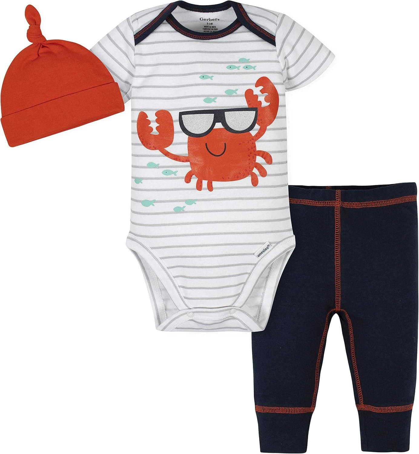 Gerber baby-boys 3-piece Onesies Bodysuit, Pant and Cap Set