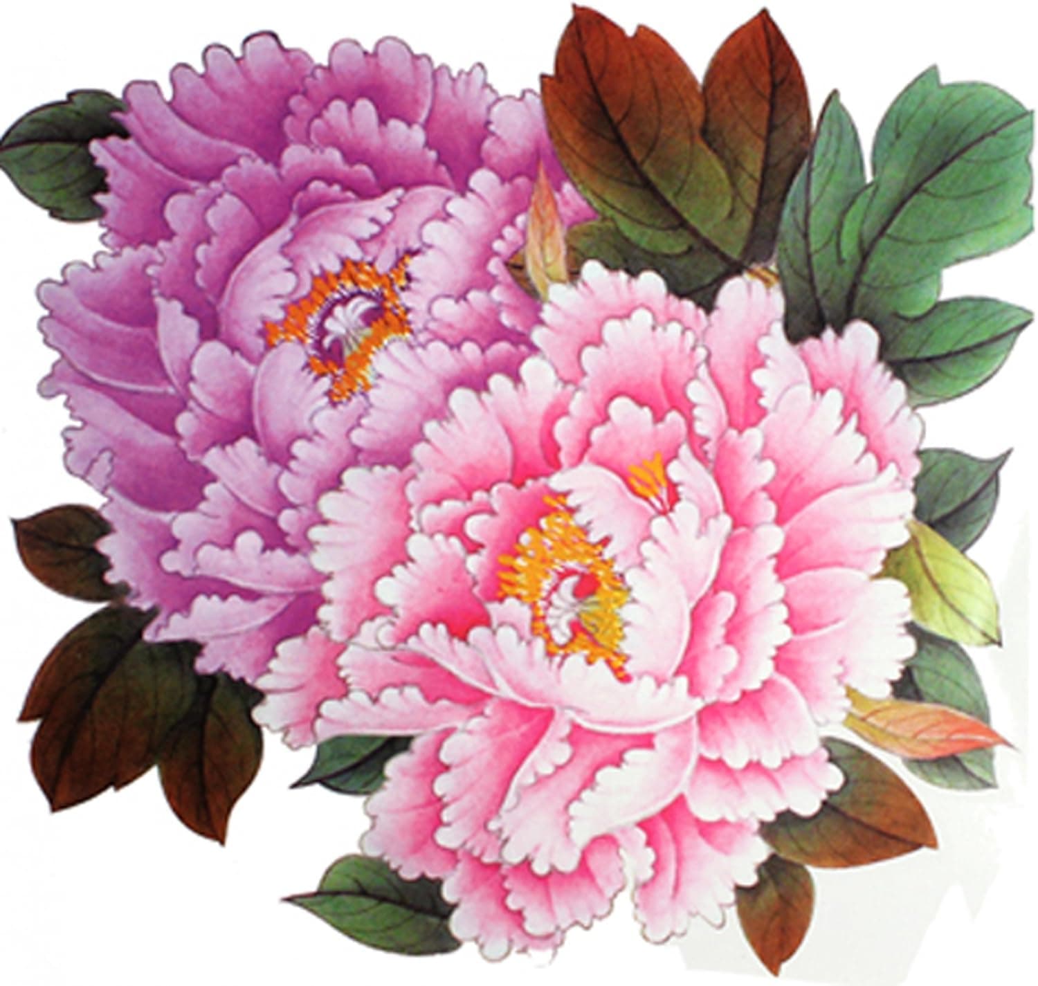 SPESTYLE waterproof non-toxic temporary tattoo stickersExtra large size pink peony flower temporary tattoos 8.66"x8.07" Inches