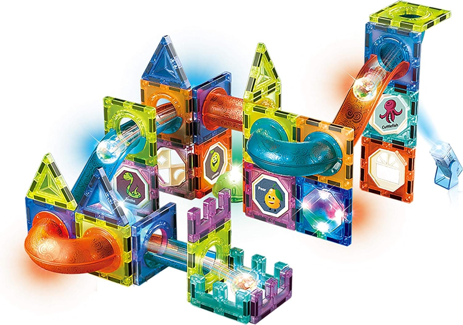 GAOCHALE Magnetic Tiles 75 PCS 3D Magnetic Blocks with Fantastic Lights, Colorful Magnet STEM Toys for 3 4 5 6 7 8 Years Old Boy Girl Gifts