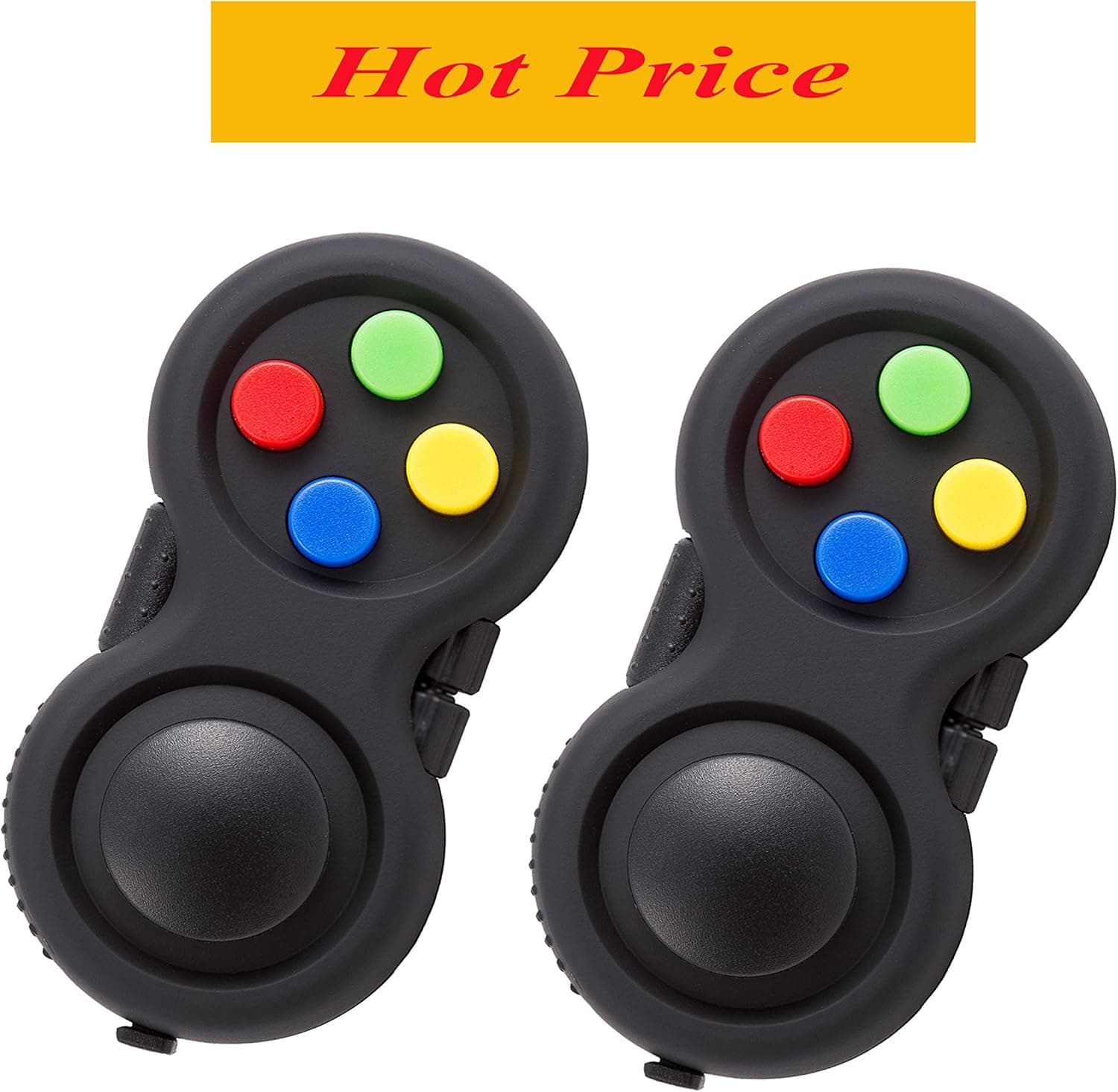glacely 2 Pack Fidget Pad - 9 Fidget Controller Pad Perfect for Skin Picking, ADD, ADHD, Anxiety and Stress Relief - Multi Color Rainbow on Black - Prime Ready and Shipped by Amazon