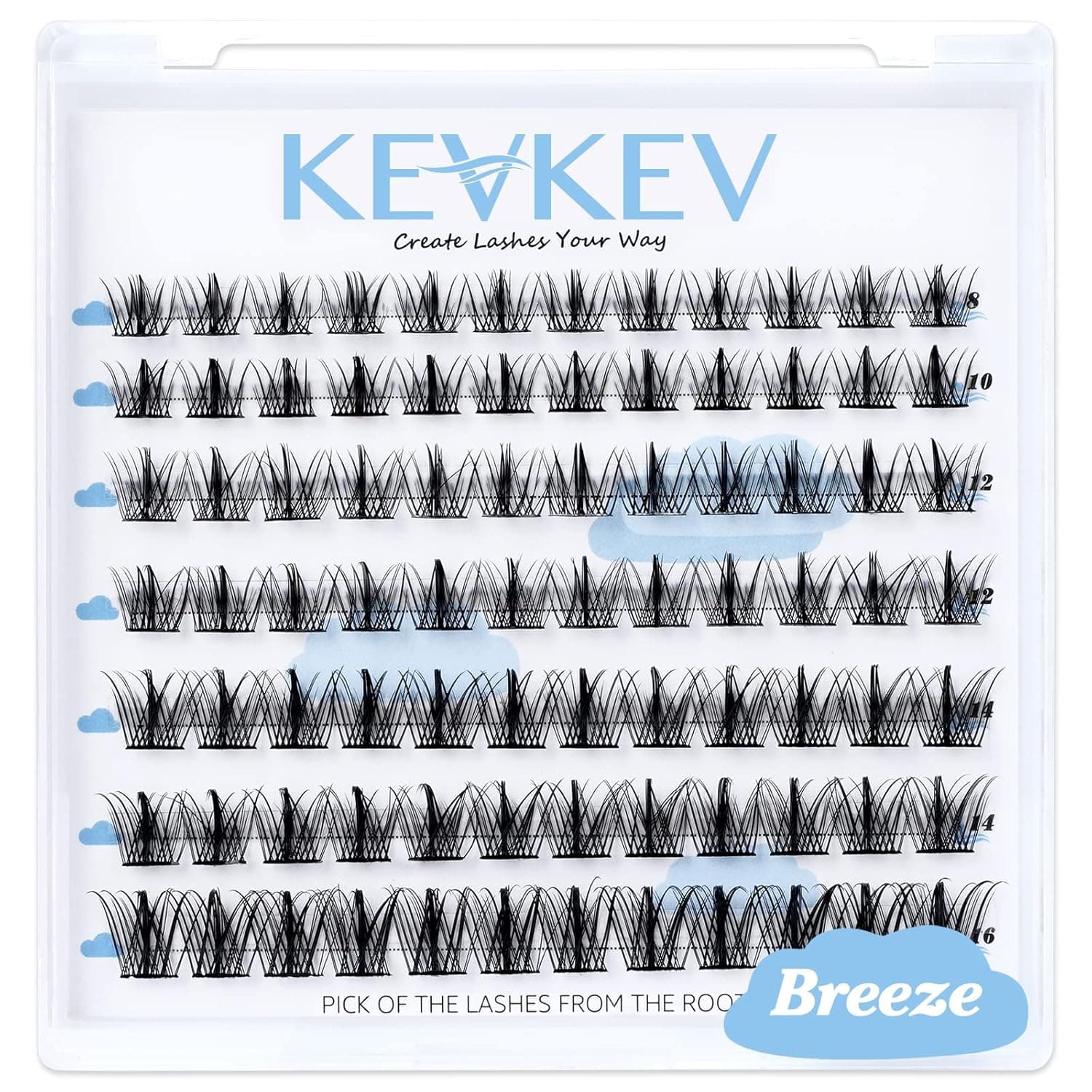 Lash Clusters 84 Pcs Cluster Lashes Eyelash Clusters DIY Cluster Eyelash Extensions Individual Lashes Thin Band & Soft(Breeze,C-8-16mix)