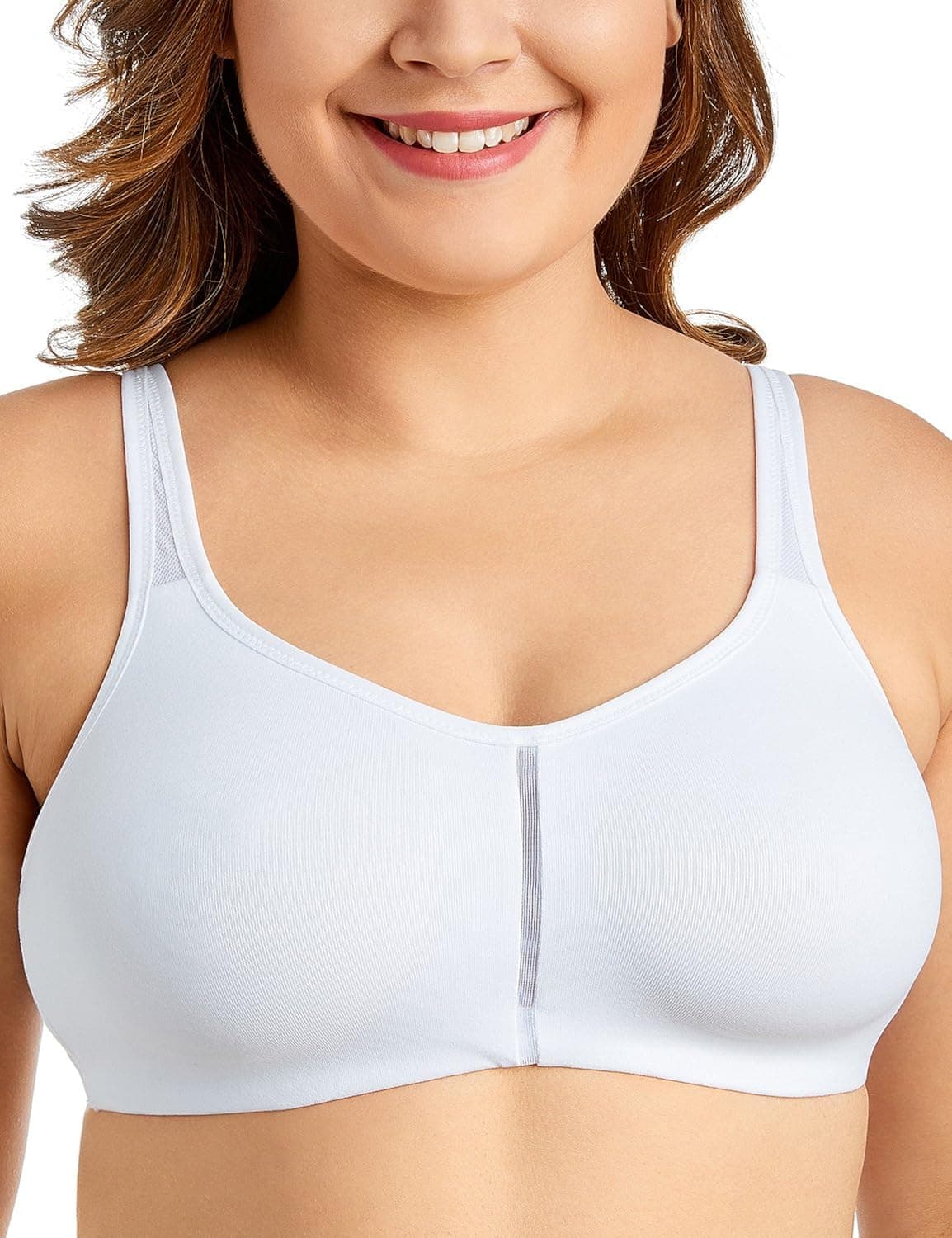 DELIMIRA Women's Seamless Soft Wirefree No Padding Full Cups Plus Size Bra White Comfort 44B