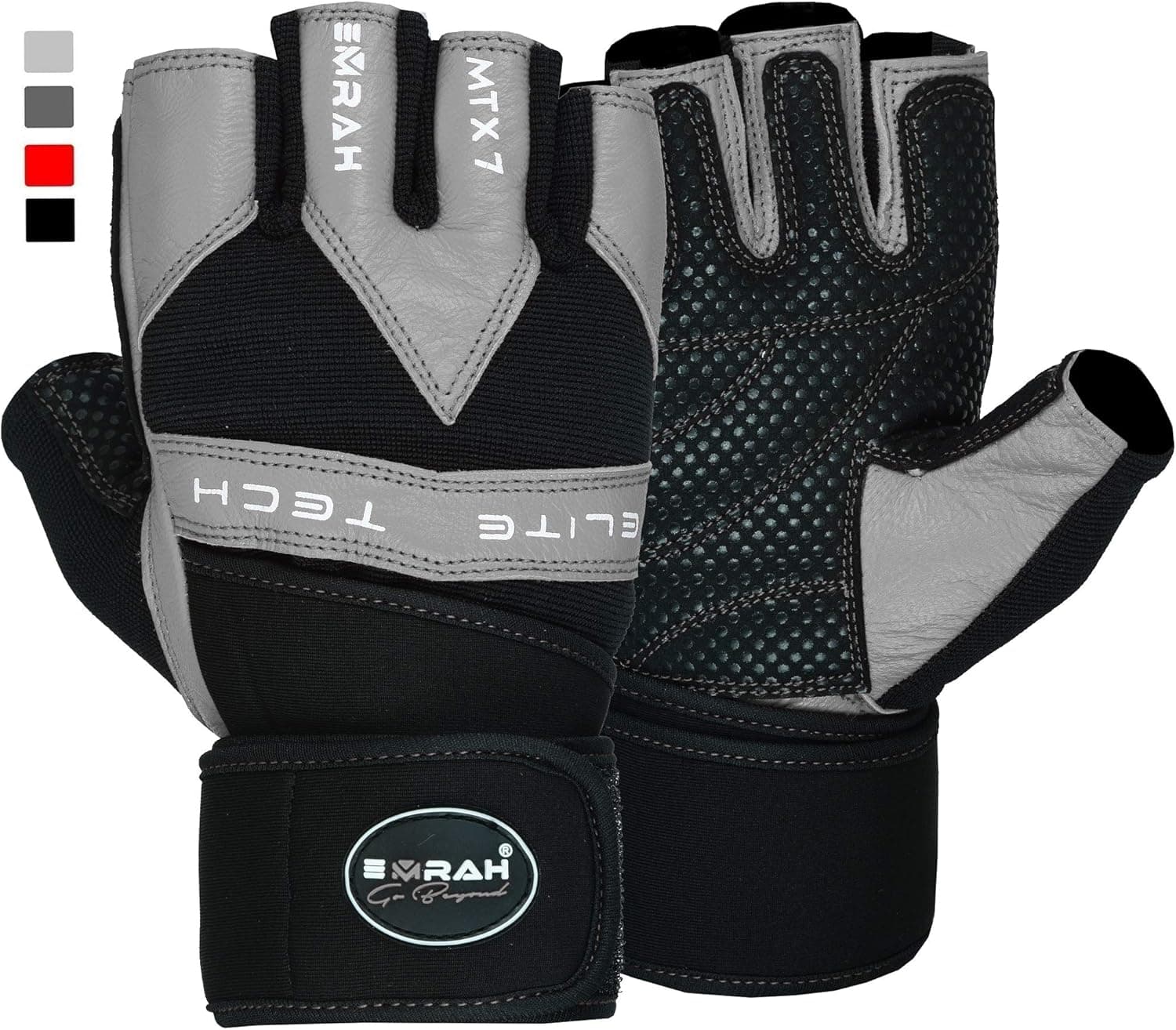 EMRAH Genuine Leather Weight Lifting Gloves Gym Body Building Training Gloves Fitness Work Out Training Straps Workout Wrist Support Training, Fitness, Bodybuilding and Exercise