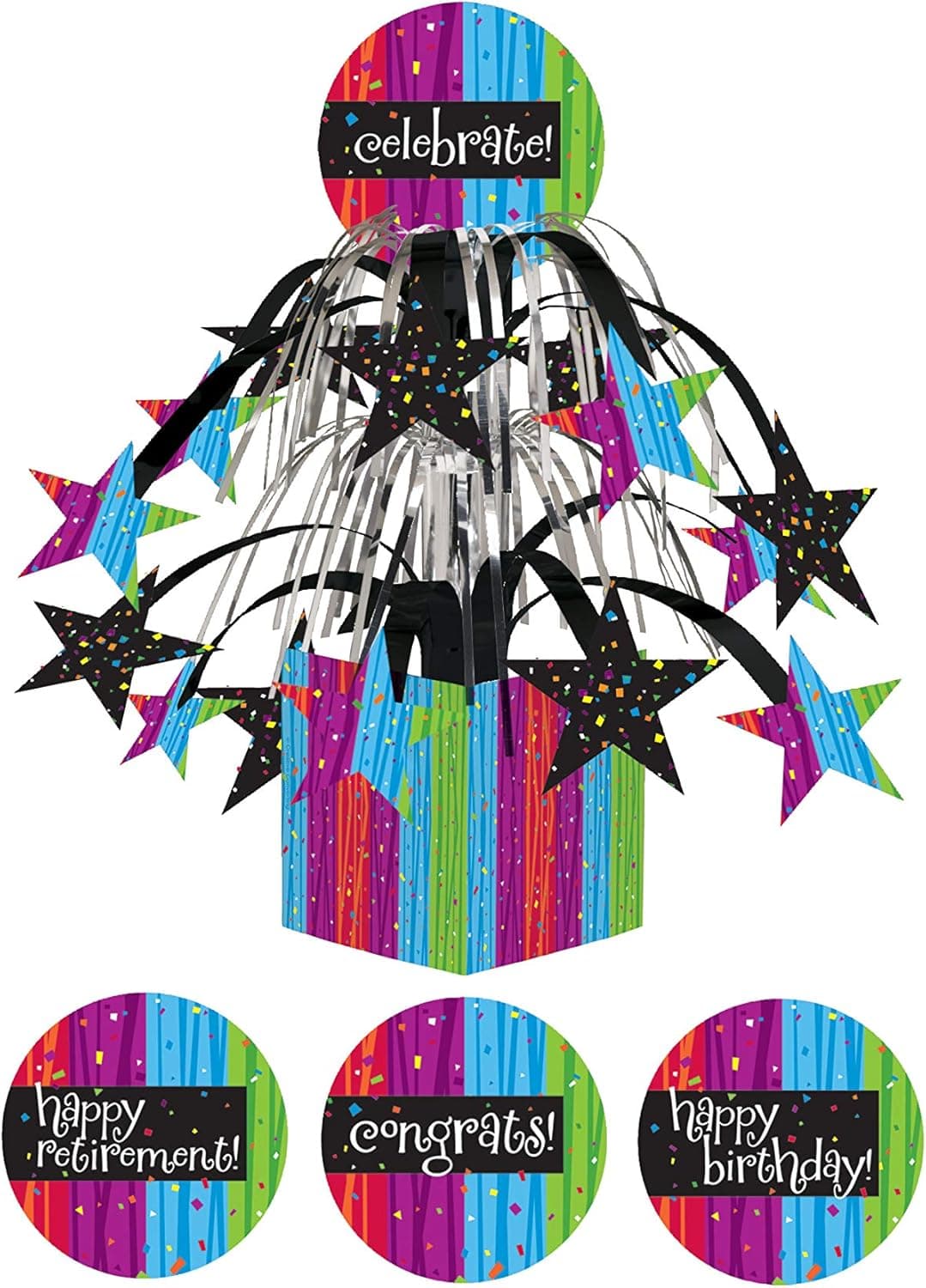 Creative Converting Party Decoration Metallic Foil Cascading Centerpiece, Milestone Celebrations