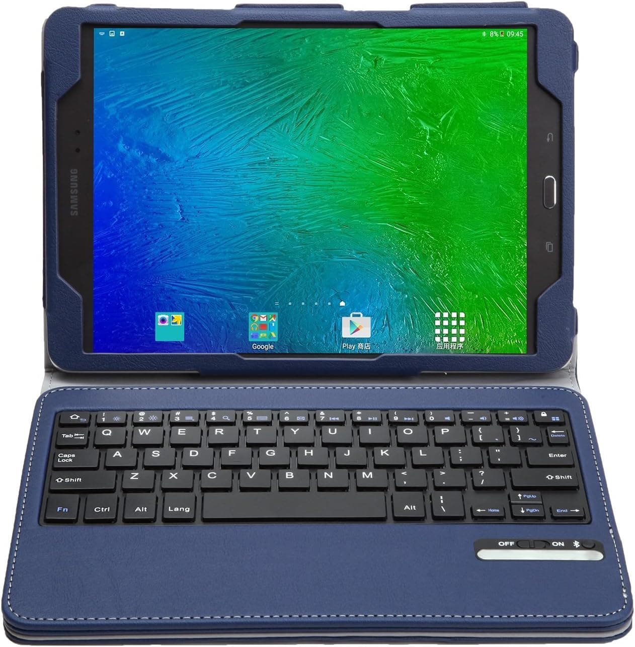 KuGi Samsung Galaxy tab E 9.6 Keyboard case, Ultra-Thin Detachable Wireless Keyboard Stand Portfolio Case/Cover + Stylus for Samsung Galaxy tab E 9.6 Tablet. (Blue)