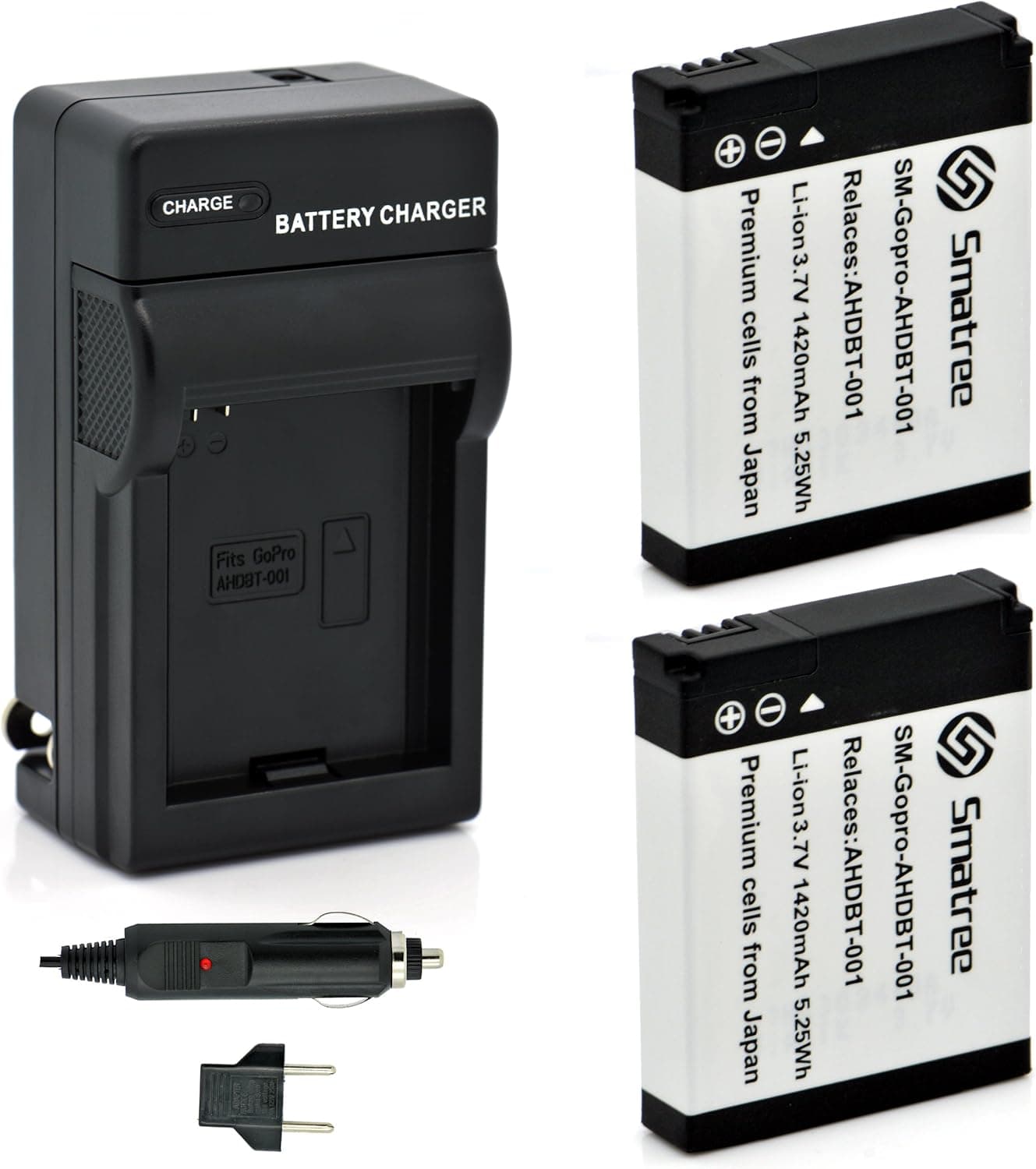 Smatree Batteries Charger Kit for GoPro Hero 1/2 Digital Camera