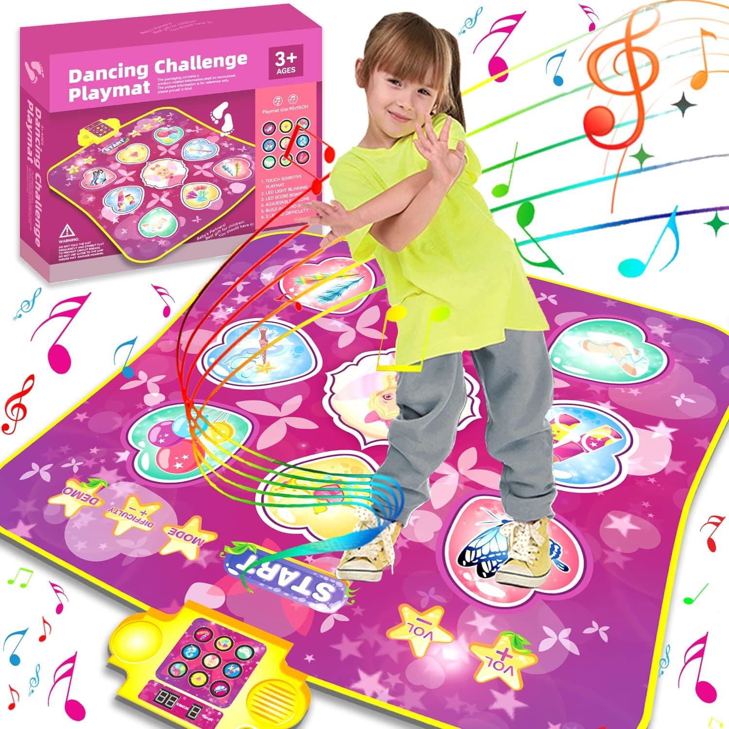 Dance Game Mat for Kids Girls Age 4-12- Dance Mixer Rhythm Step Play Mat,Christmas Birthday Gifts Toys for Kids Toddler Girls