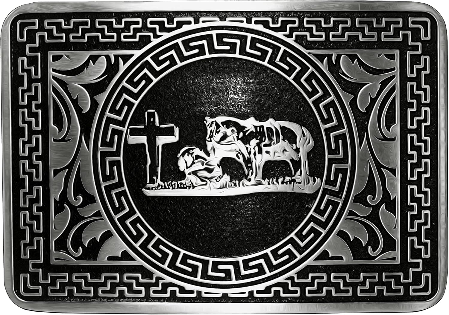 Moranse Religion Cross Cowboy Kneeling Prayer And Horse Design Belt Buckles
