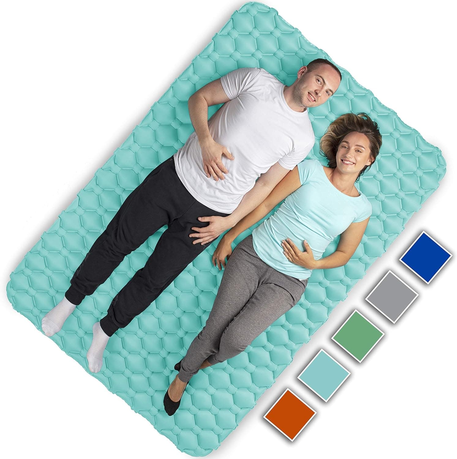 Royexe Heavy Duty Double Camping Mat | Ultra Thick Inflatable Sleeping Pad | 2 Person Compact Bed for Backpacking and Hiking | Compact Sleeping Bag Air Mattress