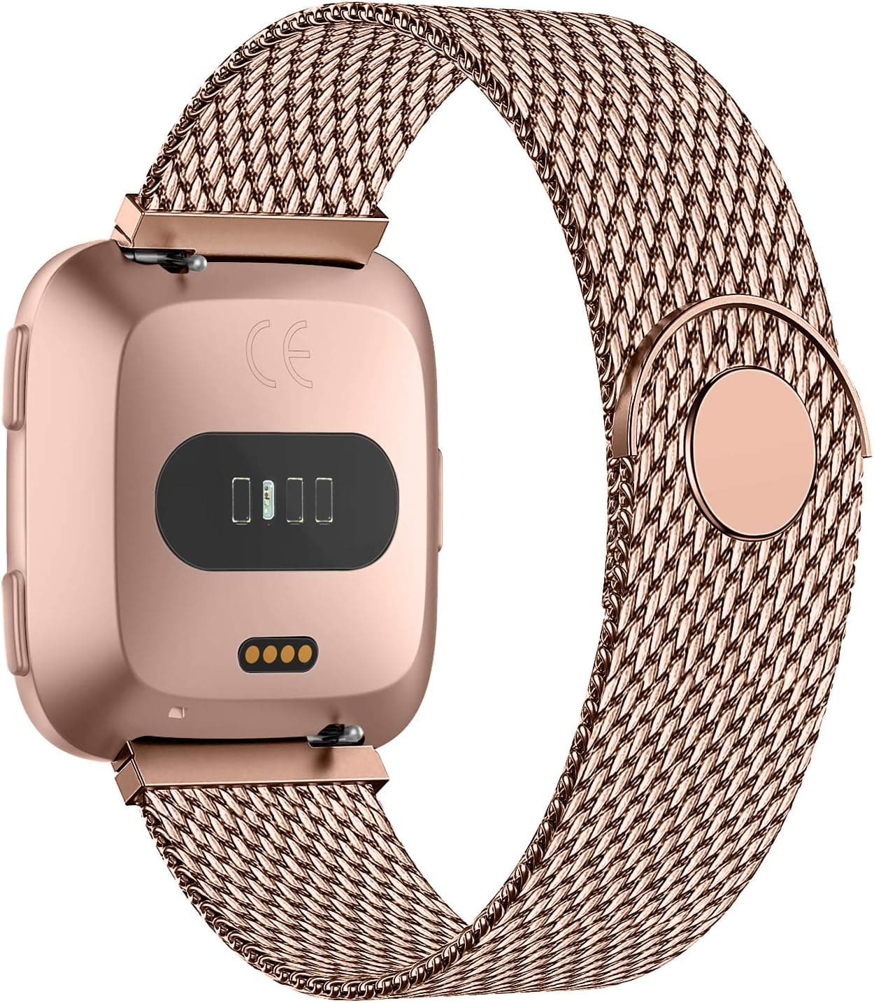POY Bands Compatible for Fitbit Versa 2/Fitbit Versa/Fitbit Versa Lite for Women Men, Metal Stainless Steel Mesh Loop Replacement Strap for Versa,Rosegold Small