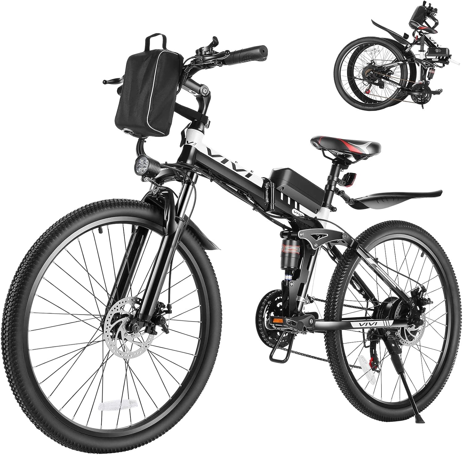 Vivi Electric Bike, 26" Electric Bike for Adults Foldable 500W Ebike 20MPH Electric Mountain Bike with 48V Removable Battery, Up to 50 Miles, Shimano 21 Speed Electric Bicycles, Dual Shock Absorber