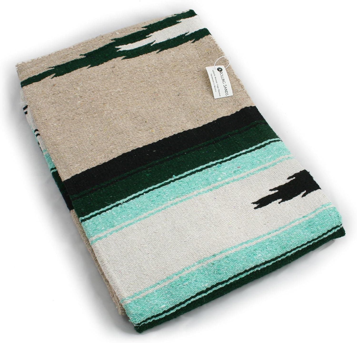 Hand Woven Diamond Mexican Yoga Blankets Sand